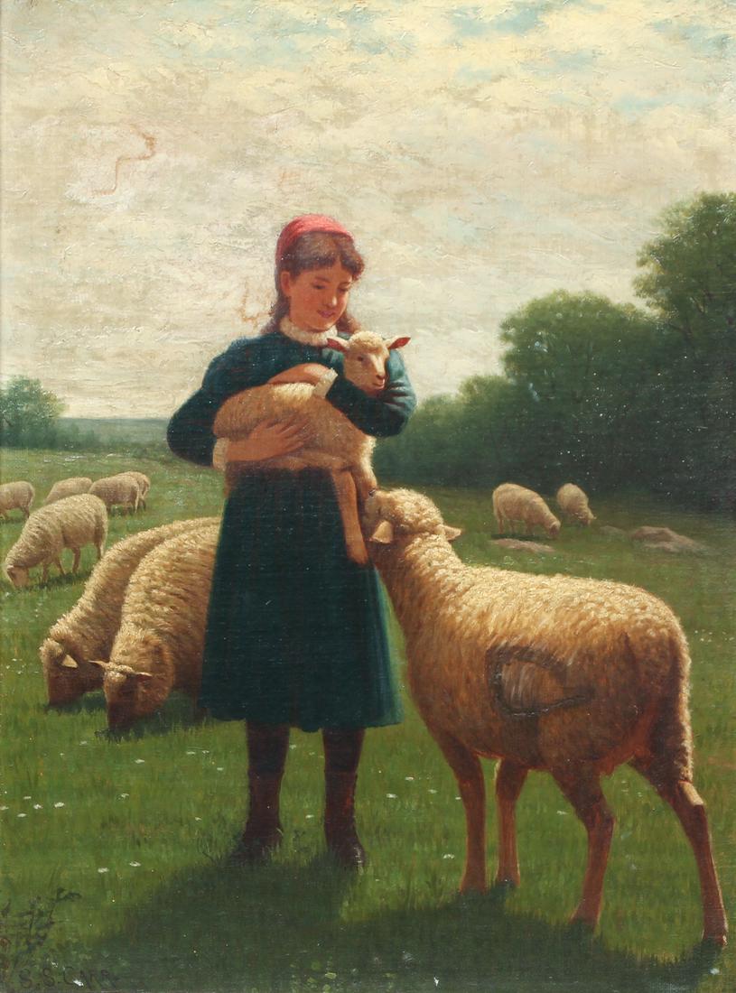 Samuel S. Carr oil Painting Shepherdess (1 of 9)