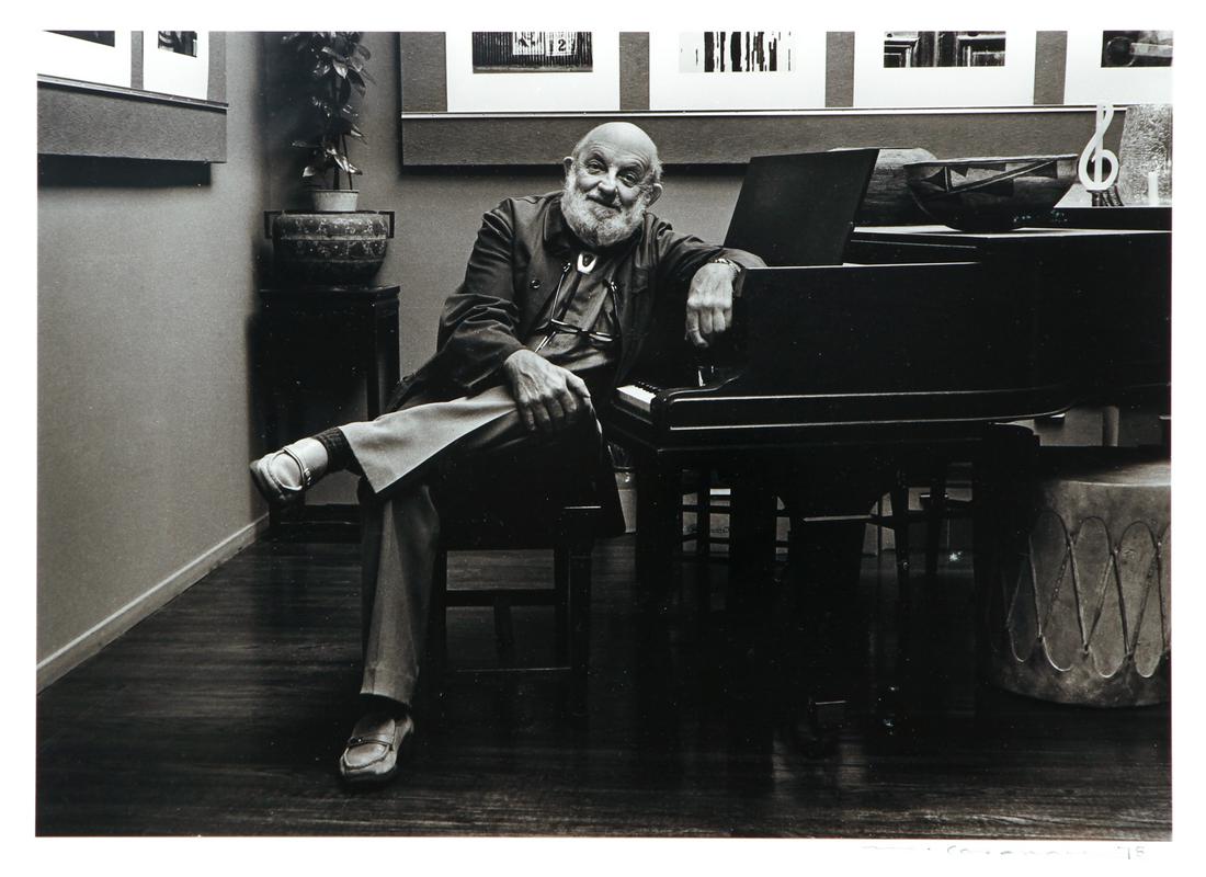Martha Casanave photo Ansel Adams at Piano: Casanave, Martha (American, born 1945), Ansel Adams at Piano, 1978, gelatin silver print, 9.25 x 13 inches on a larger sheet 16 x 20 inches, signed and dated along the paper margin lower right, framed
