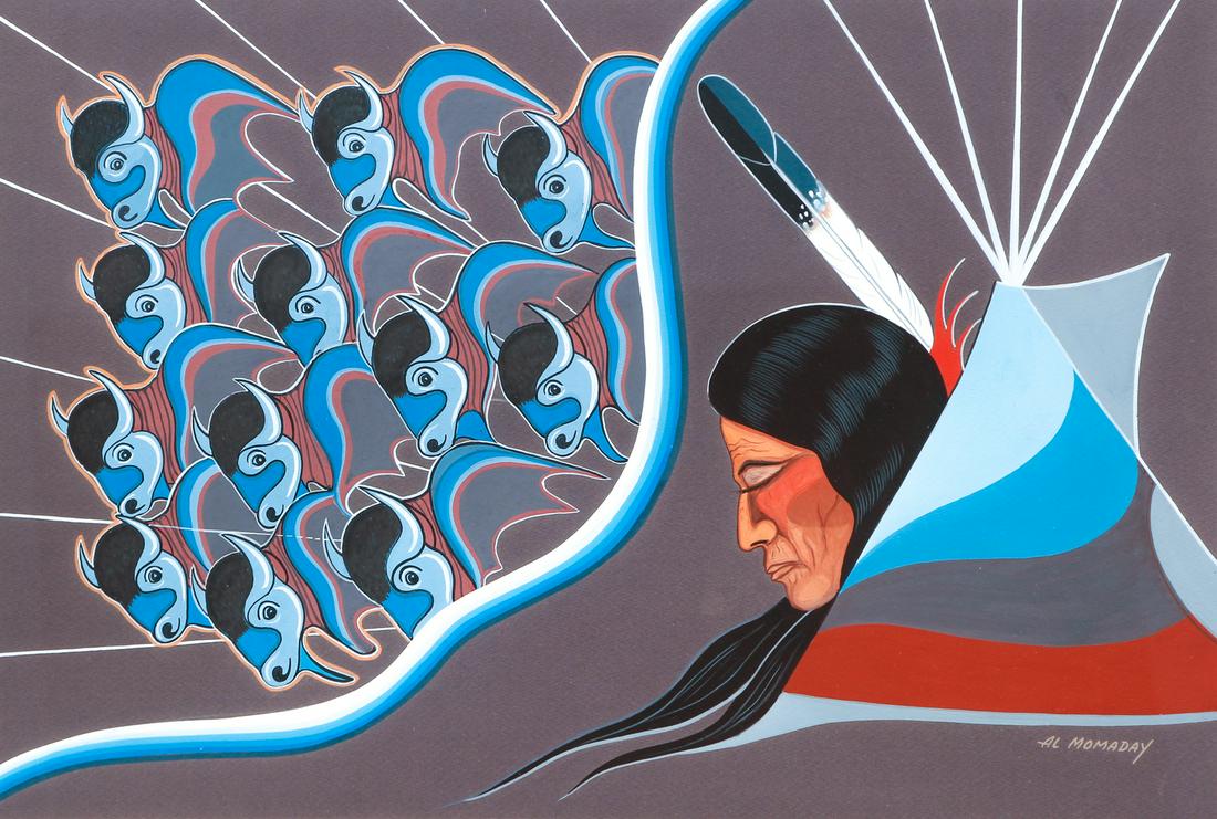 Alfred Momaday Native American Kiowa Painting (1 of 7)