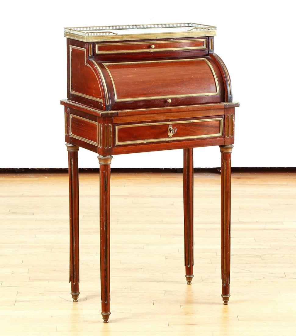 GOOD 19TH CENTURY FRENCH MAHOGANY CYLINDER DESK (1 of 12)