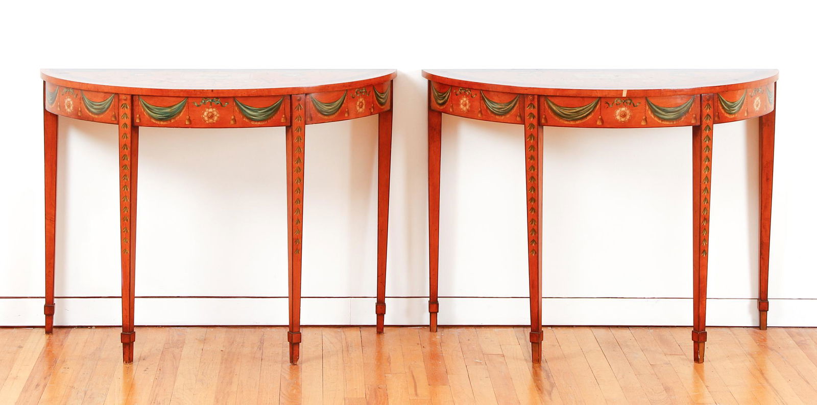 Pair of Edwardian Demilune Console Tables (1 of 10)