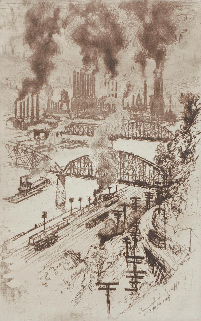 Joseph Pennell On the Way to Bessemer etching (1 of 7)