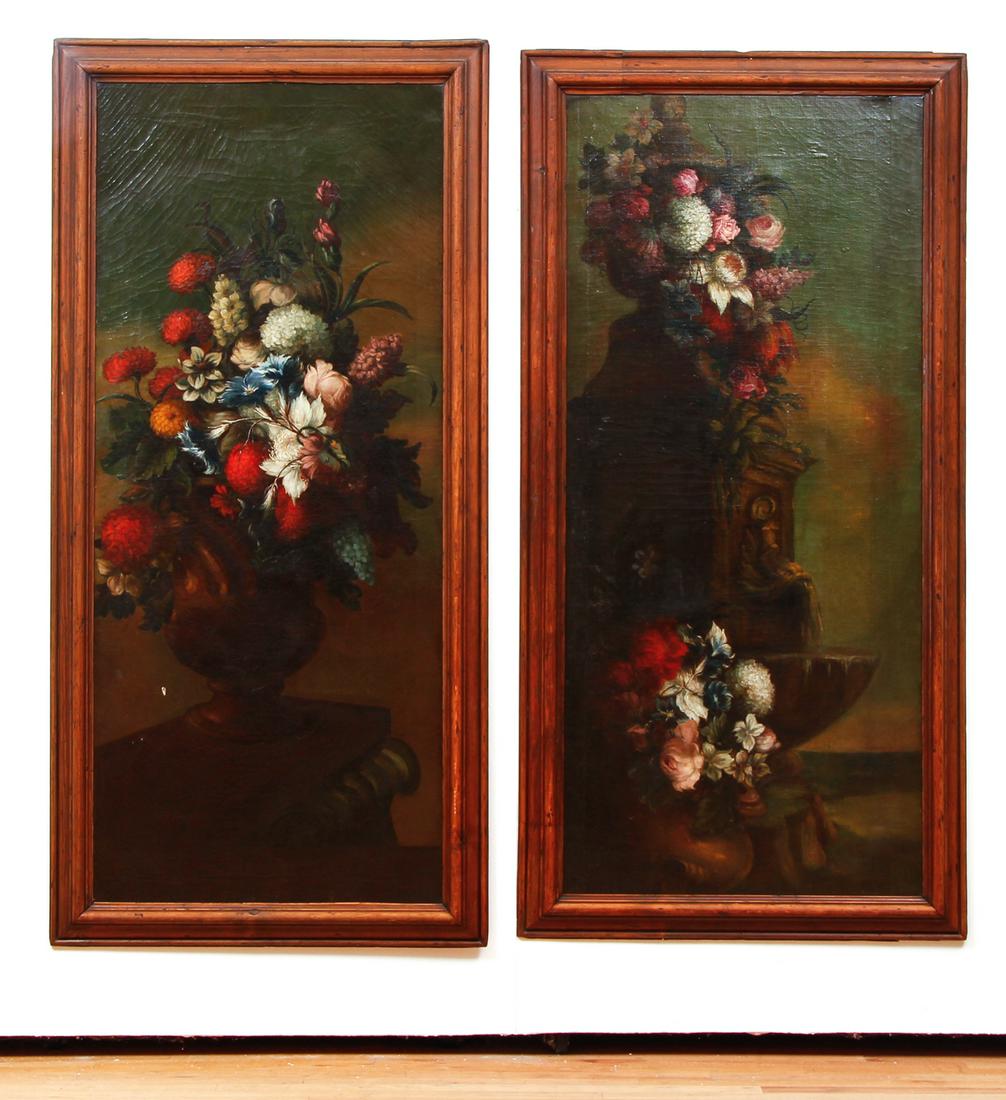 Pair of French Decorative Floral Oil Paintings (1 of 15)