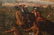 Pair Antique French Hunting Scenes Oil Paintings 18th - 9