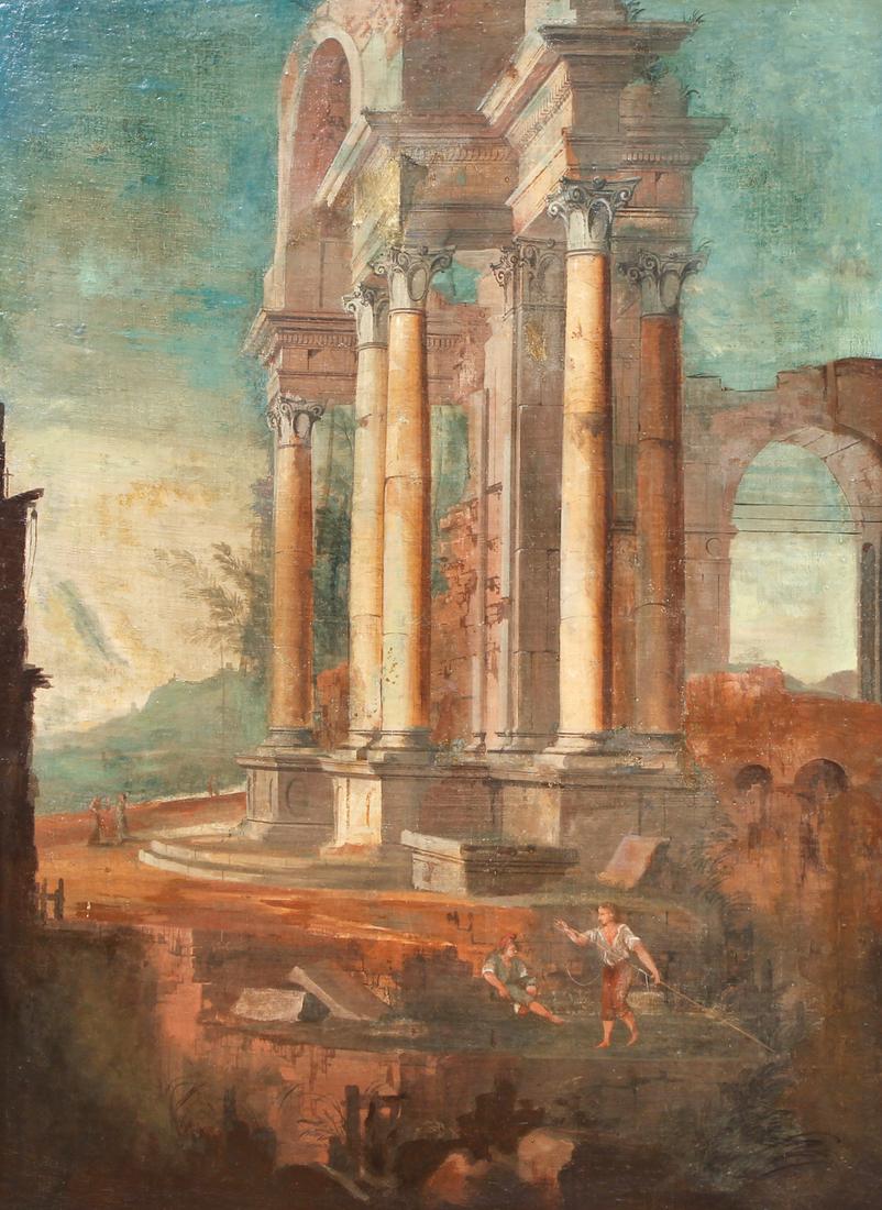 After Hubert Robert Italian Ruins Oil Ptg (1 of 9)