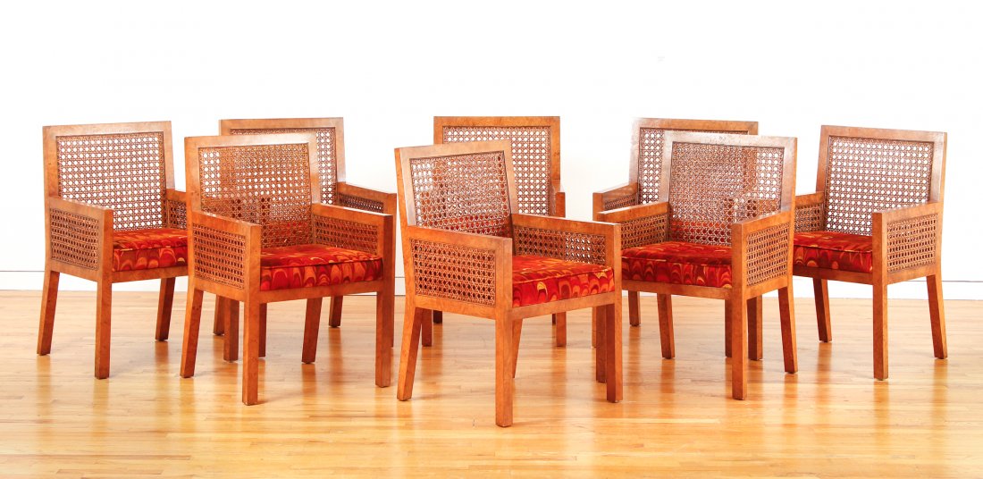 8 Widdicomb Jack Lenor Larsen Burl Armchairs (1 of 10)
