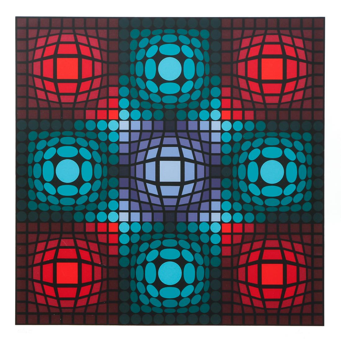 Victor Vasarely orig signed Optic Rouge (1 of 9)