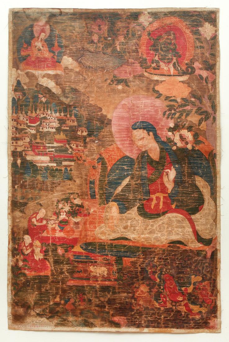 Tibetan Thangka of Lama Dromton with Atisha (1 of 9)