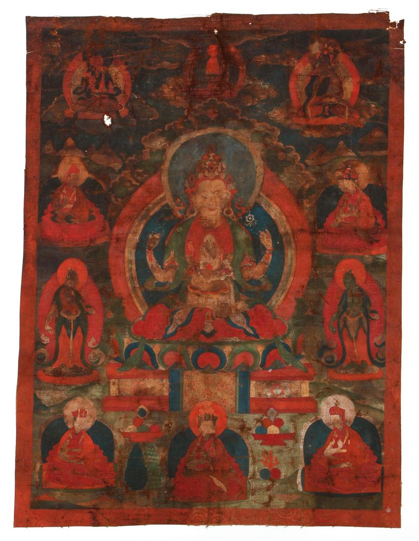 Tibetan Thangka Avalokiteshvara Chaturbhuja (1 of 8)