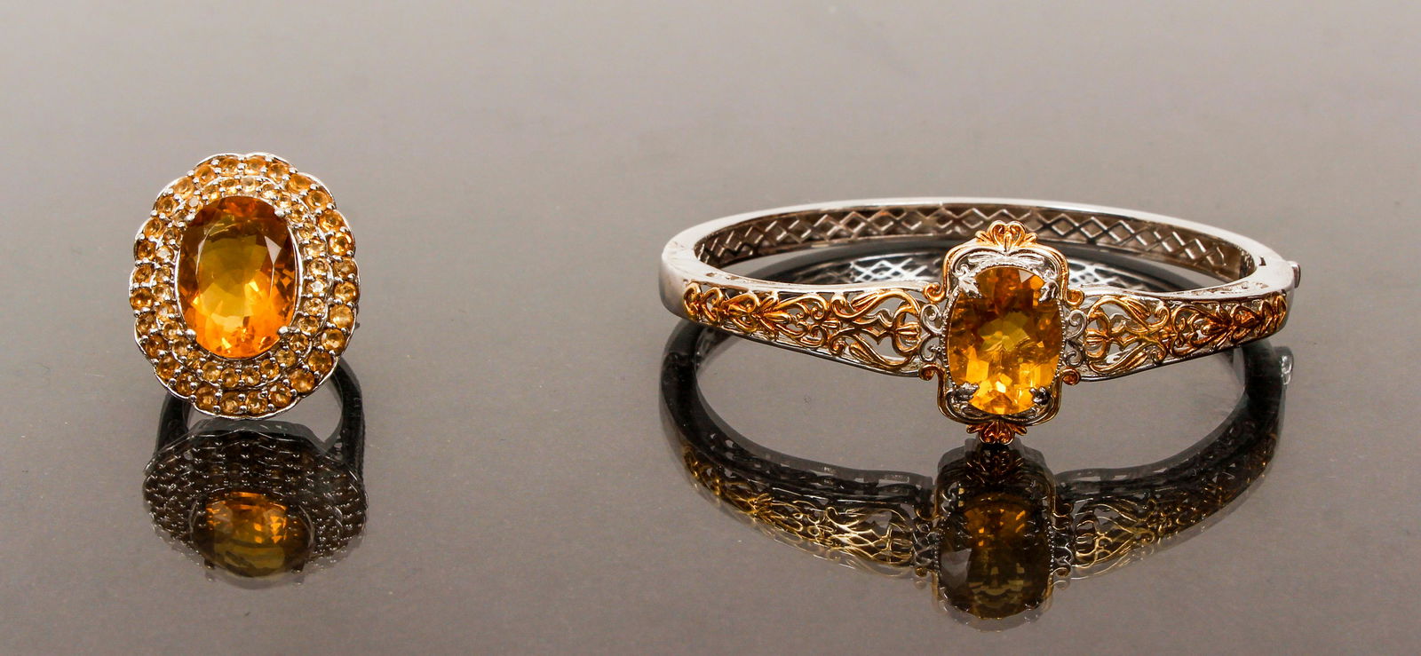 Sterling Citrine Jewelry Bracelet Ring (1 of 7)