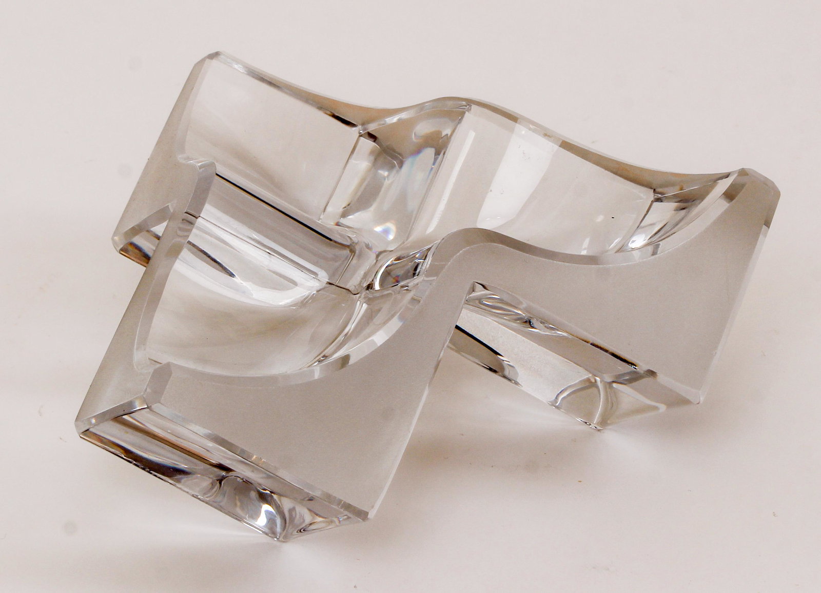 Daum France Cube Crystal Piece: Daum France, Frosted Cubed Crystal, manufacturer's name incised on side, approx. 2.5 x 8.5 inches.
