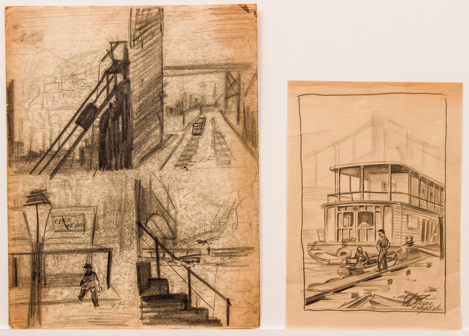 Pair Kelly Freas Pittsburgh Pencil Drawings (1 of 5)