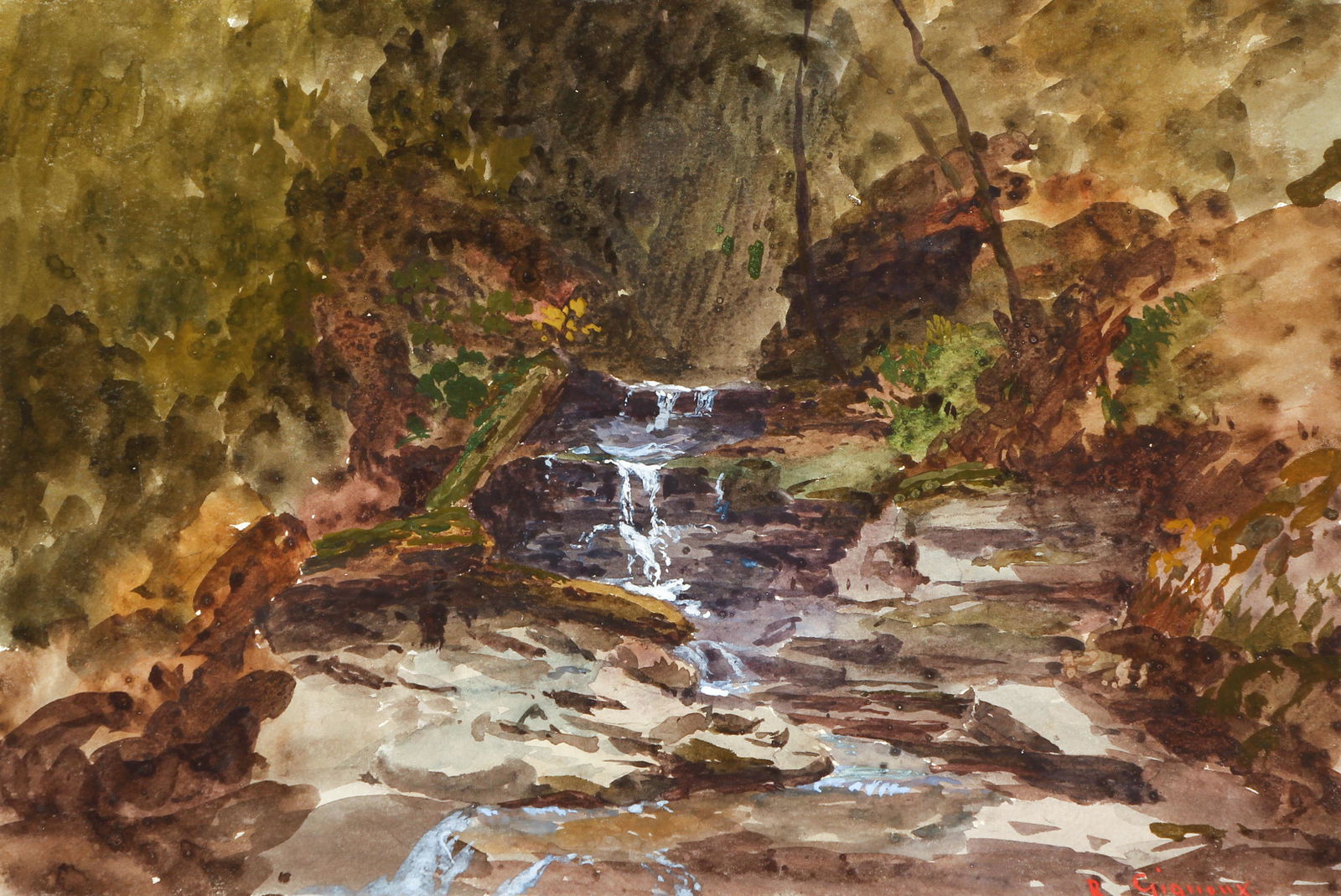 Regis Gignoux Diablerets Brook Watercolor Ptg (1 of 7)