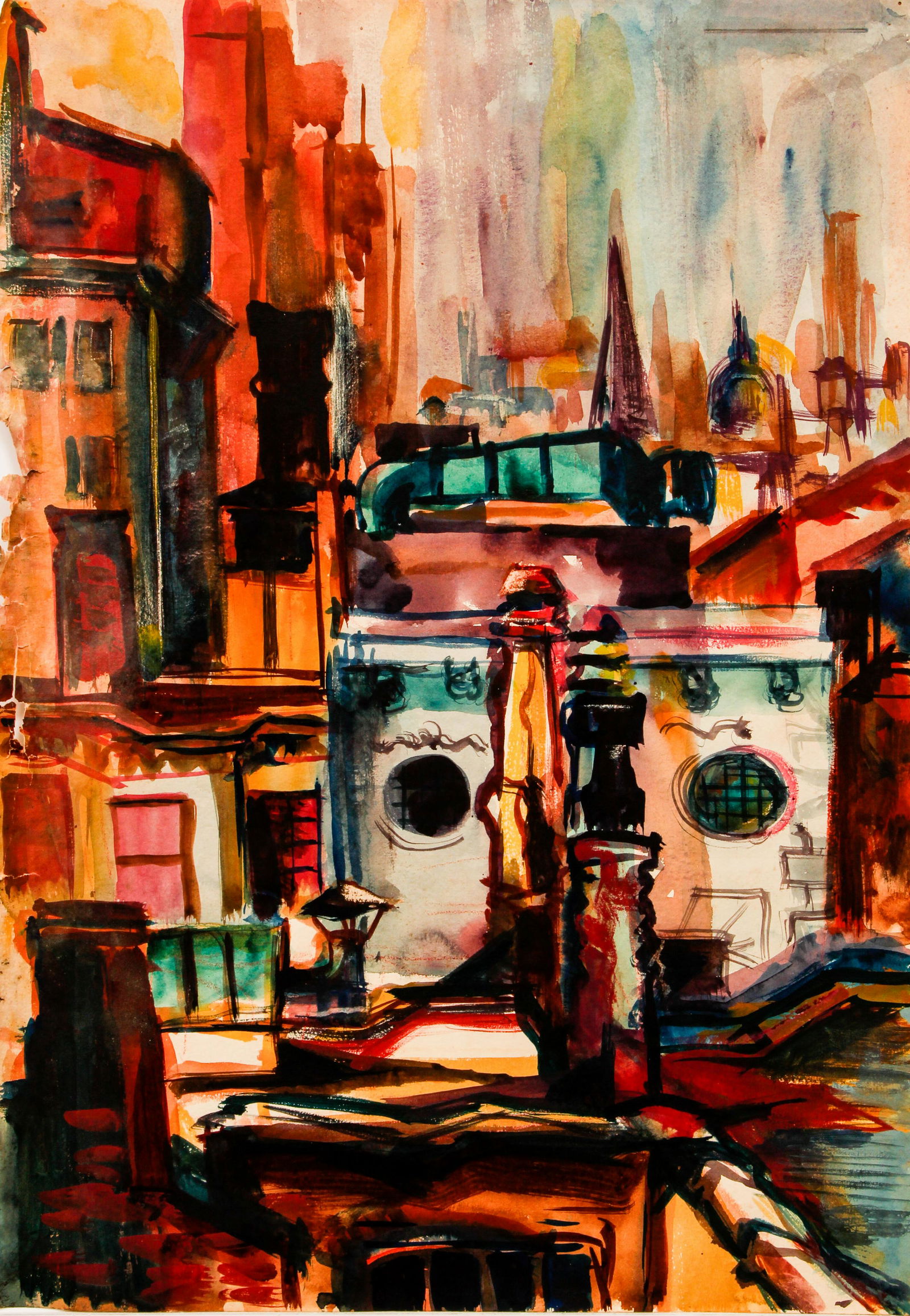 James Speyer 1940's City View watercolor (1 of 2)