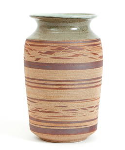 Victoria Littlejohn Ceramic Vase: Littlejohn, Victoria (American, 20th century), Ceramic vase, artist's name and "593" incised on based, 5 inches, height 9.25 inches. Provenance: A lifelong collector of contemporary ceramics living in