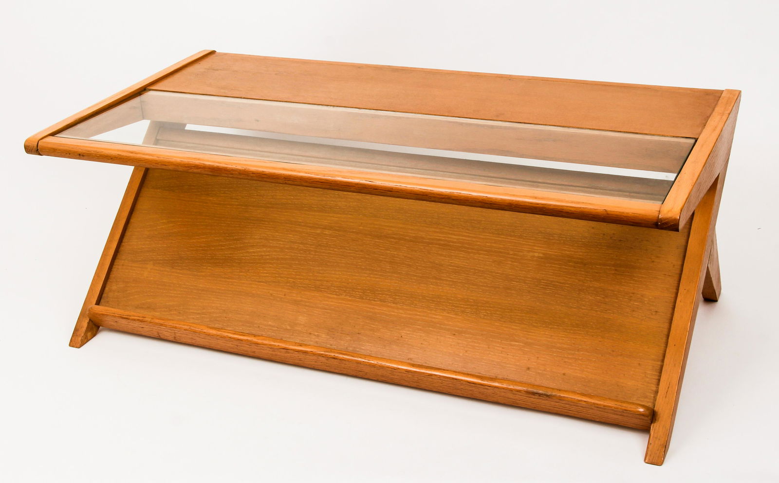 Birch and Glass Z-Leg Magazine Coffee Table (1 of 3)