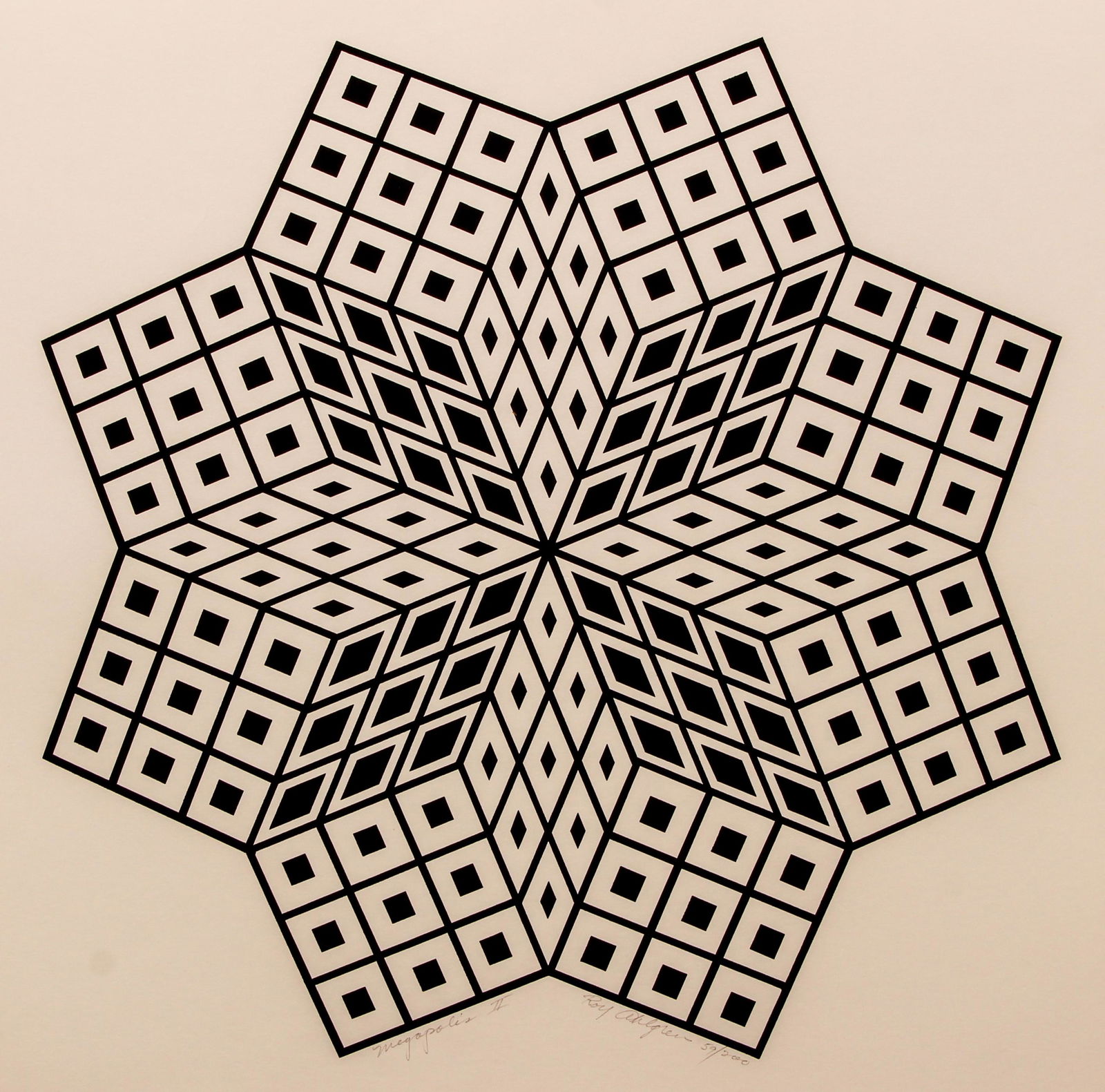 Roy Ahlgren Op Art Serigraph Signed Megapolis (1 of 2)