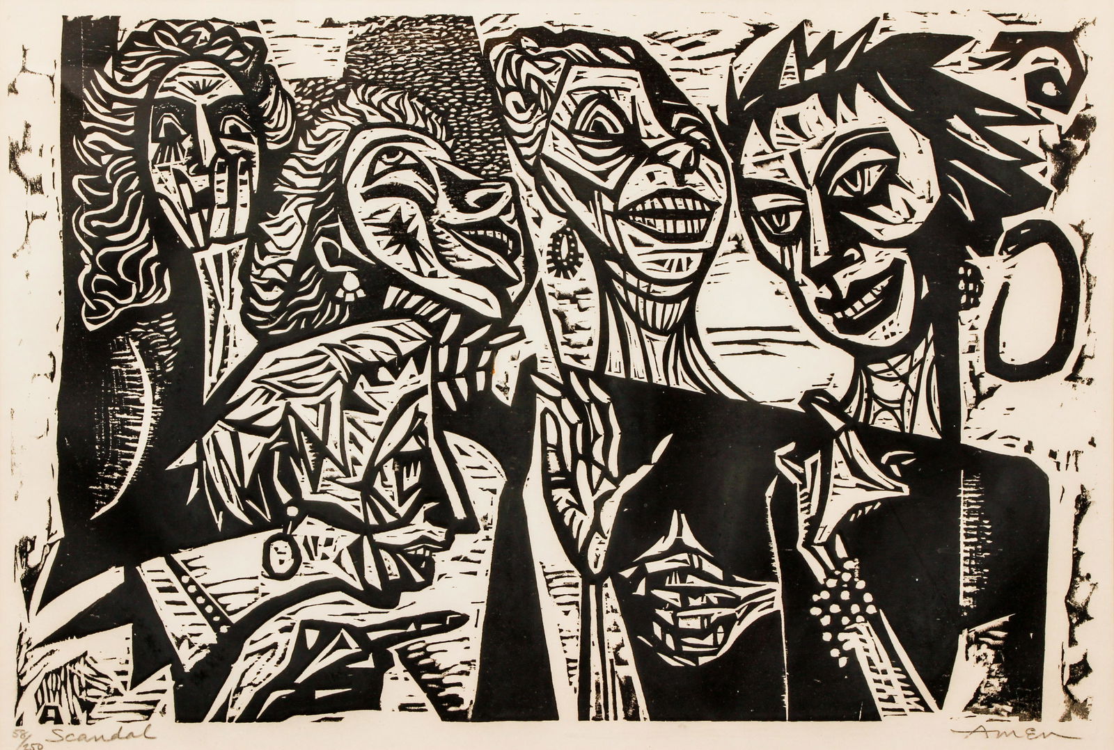 Irving Amen Scandal Woodcut Signed (1 of 4)