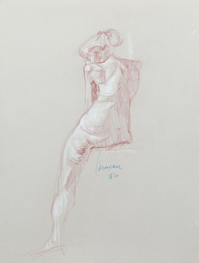 4 Harry Carmean Drawings Female Nude: Carmean, Harry (American, b.1922), Group of 4 Studies of the Female Nude, colored pencil on paper, each one signed by the artist and three are dated (1980, 1986, 1997), each one 25.5 x 19.5 inches, al