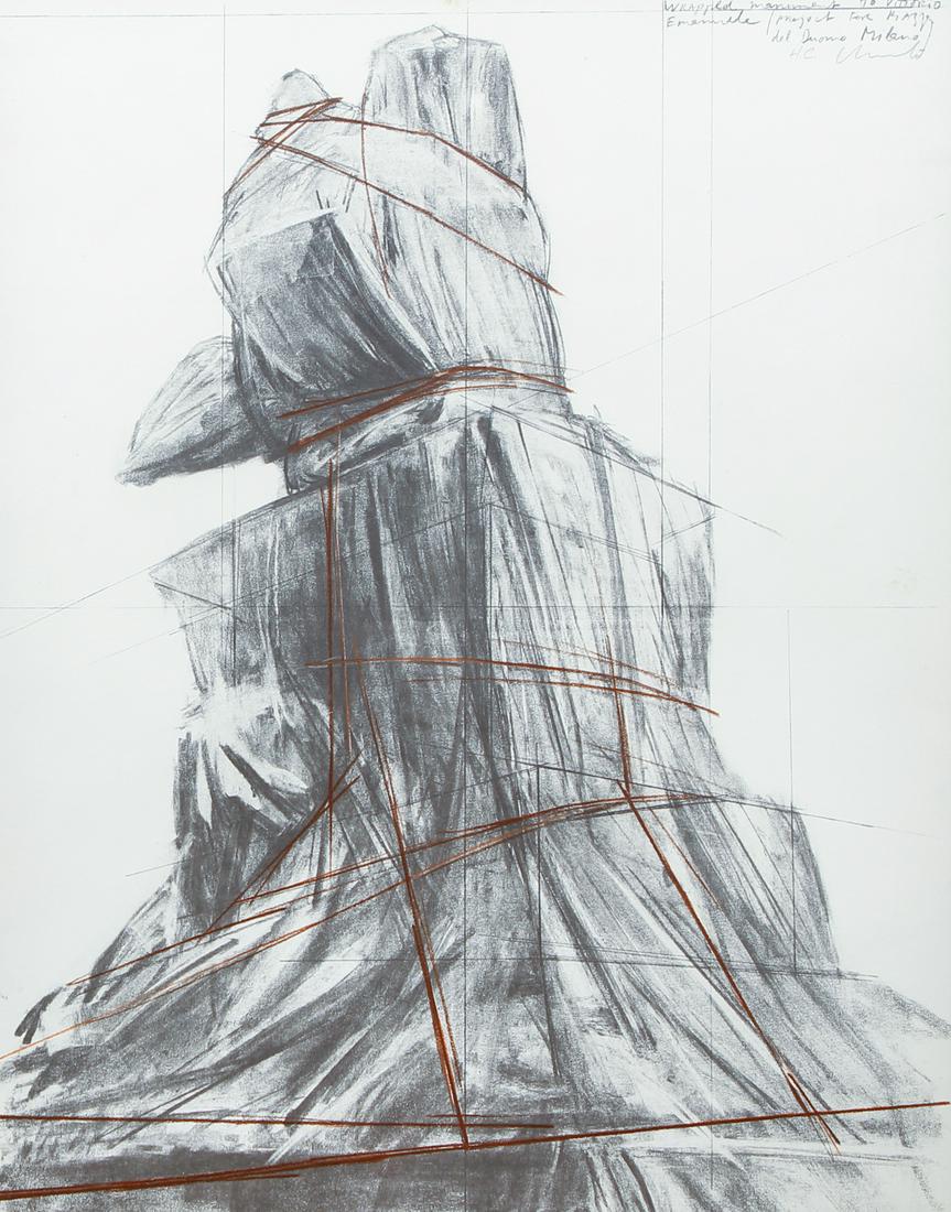 Christo 1975 signed lithograph Wrapped Monument (1 of 7)