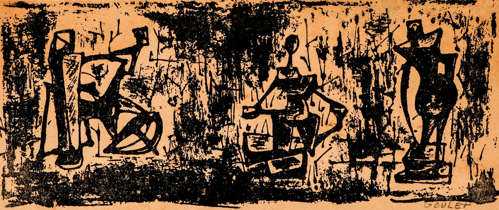 Lorrie Goulet Abstract Figures woodcut (1 of 4)