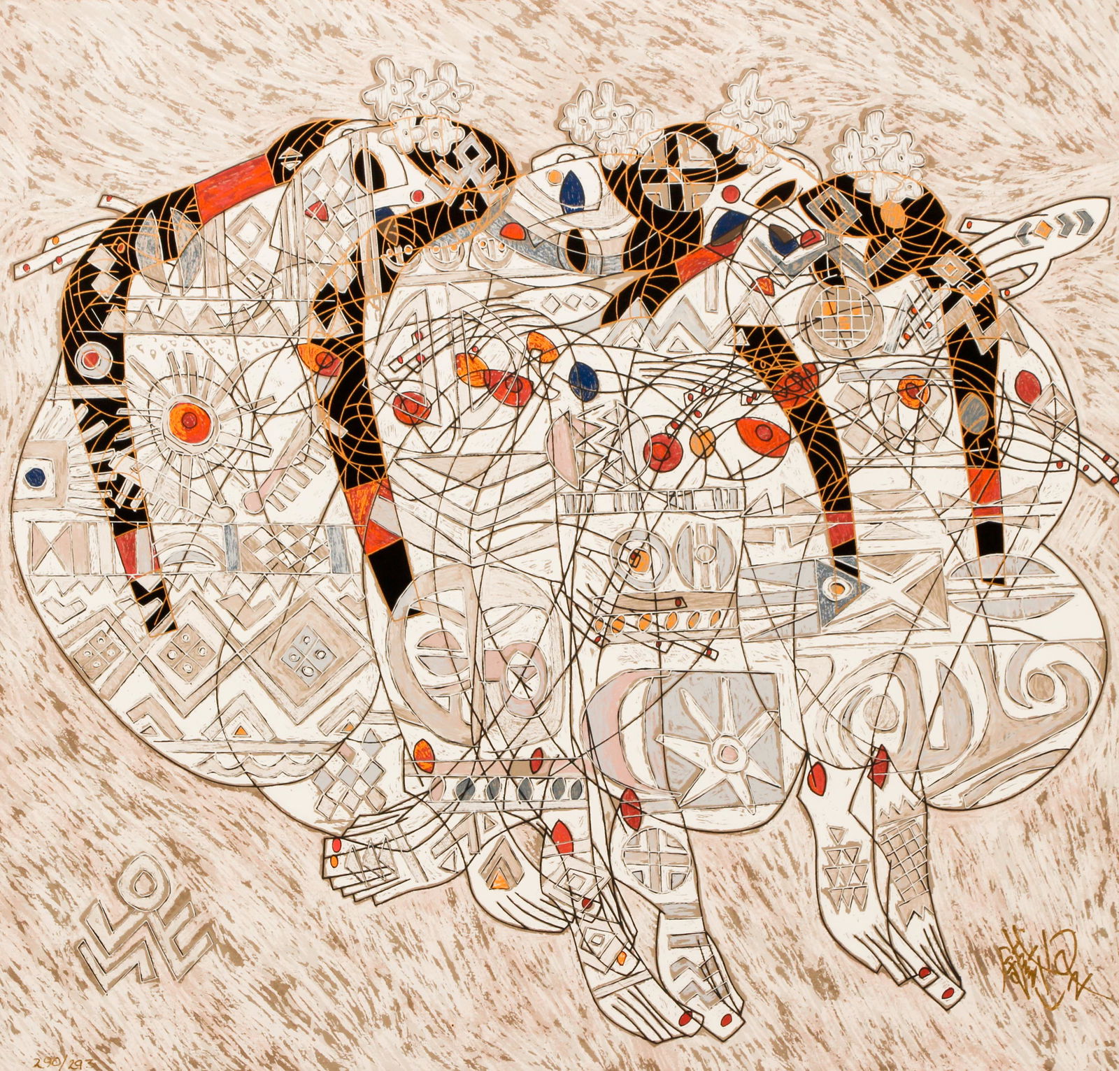 Jiang Tiefang Silkscreen Love Signed Numbered (1 of 4)