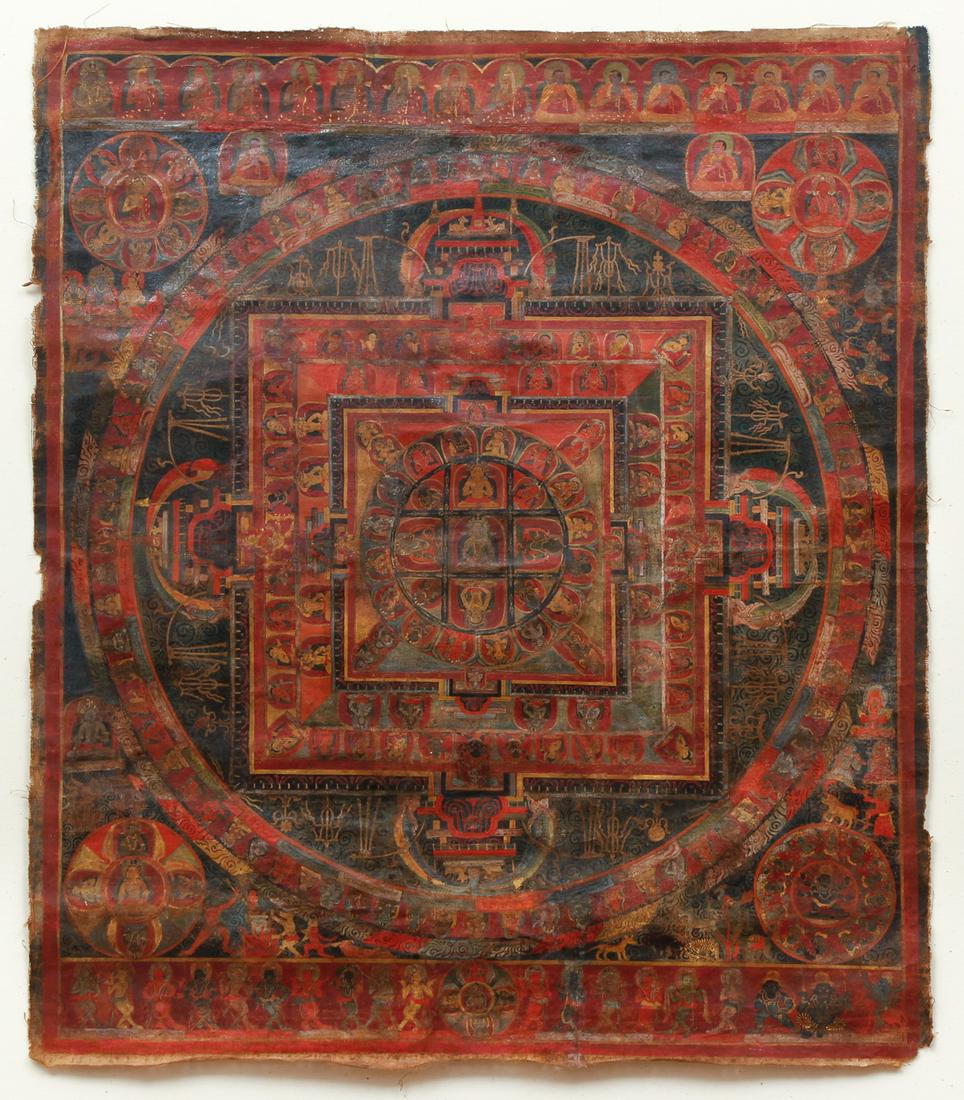 Tibetan Thangka Mandala of Buddha Sarvavid Vairochana (1 of 11)