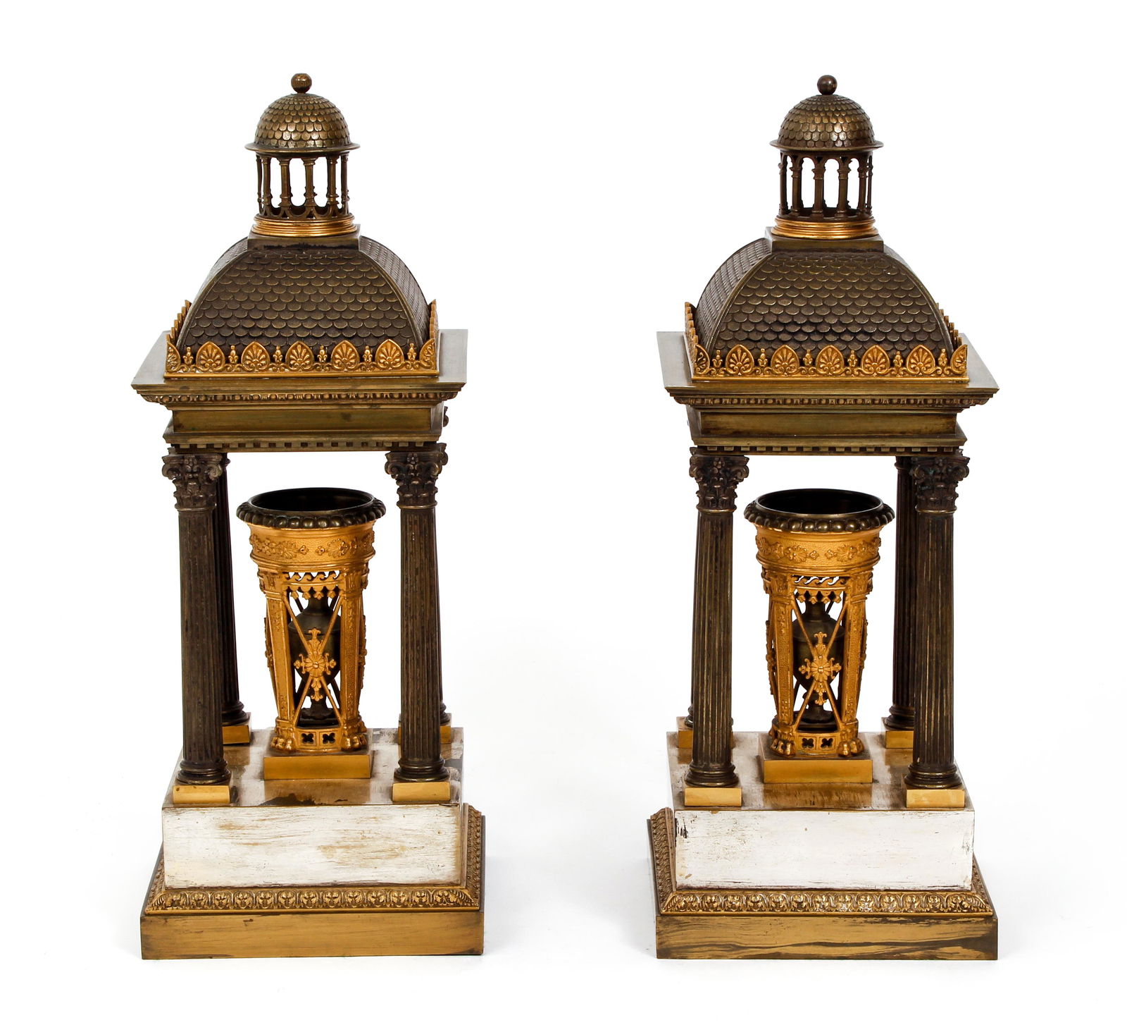 Pair of Bronze silver plated Tabernacle Lamps on Stands (1 of 8)