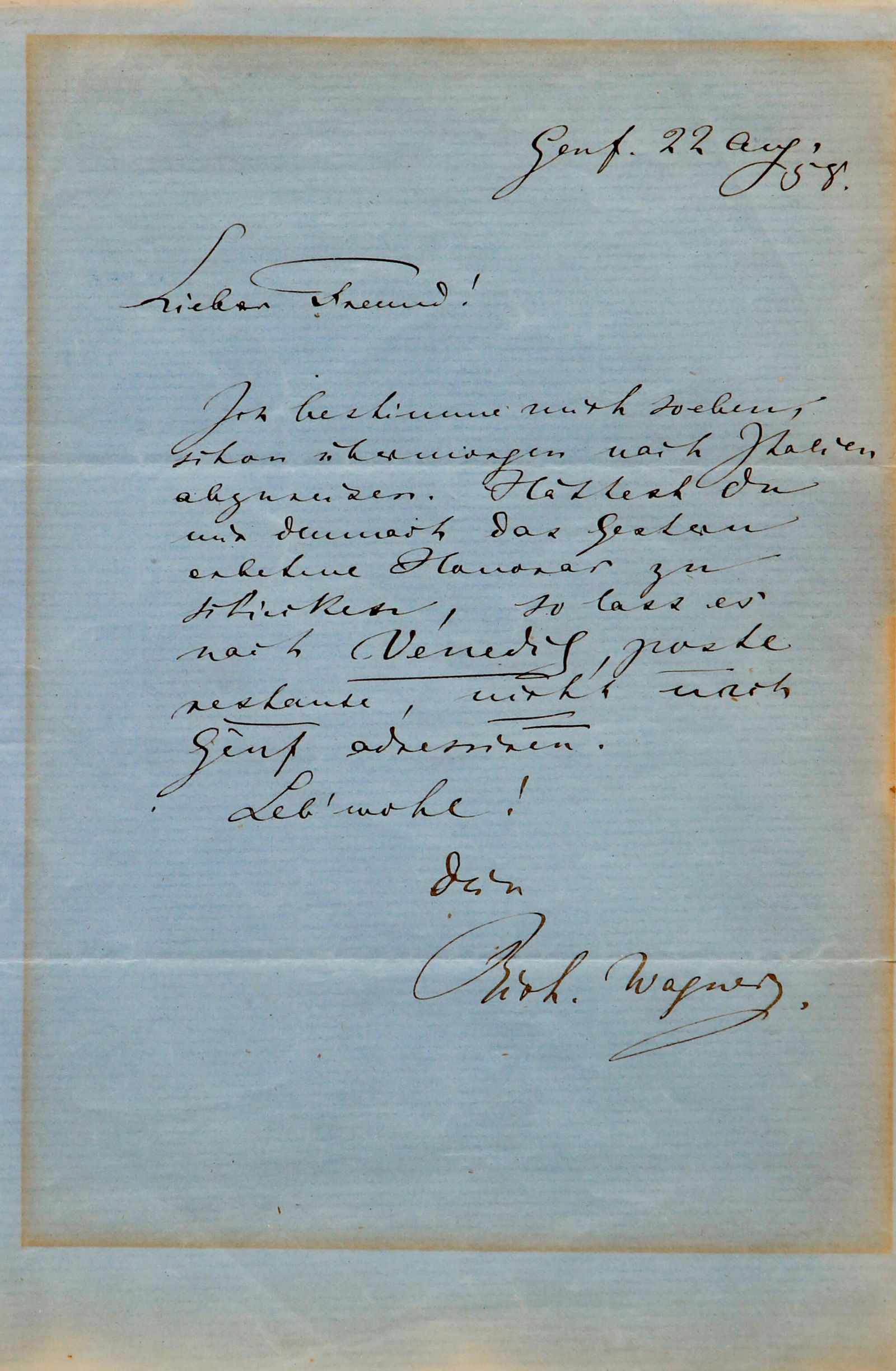 Richard Wagner ALS Letter 1858 (1 of 4)