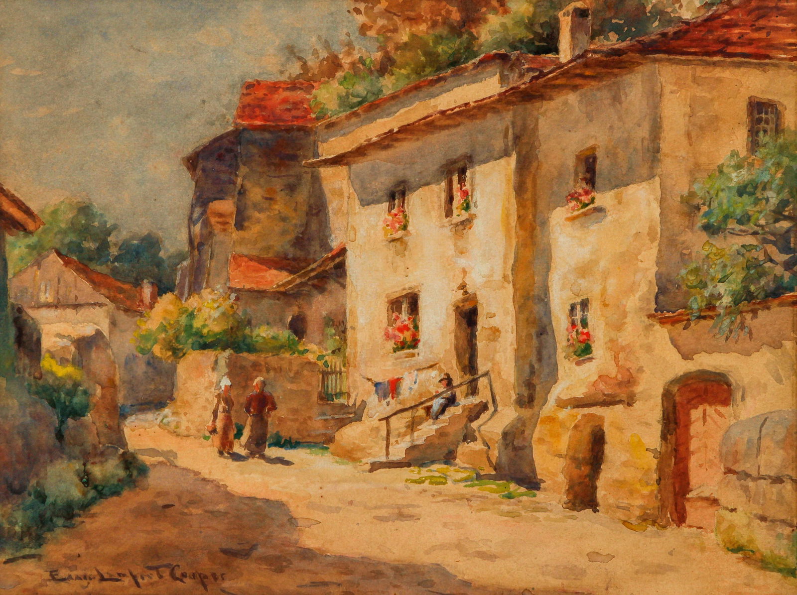 Emma Esther Lampert Cooper watercolor Sun on Italian (1 of 3)