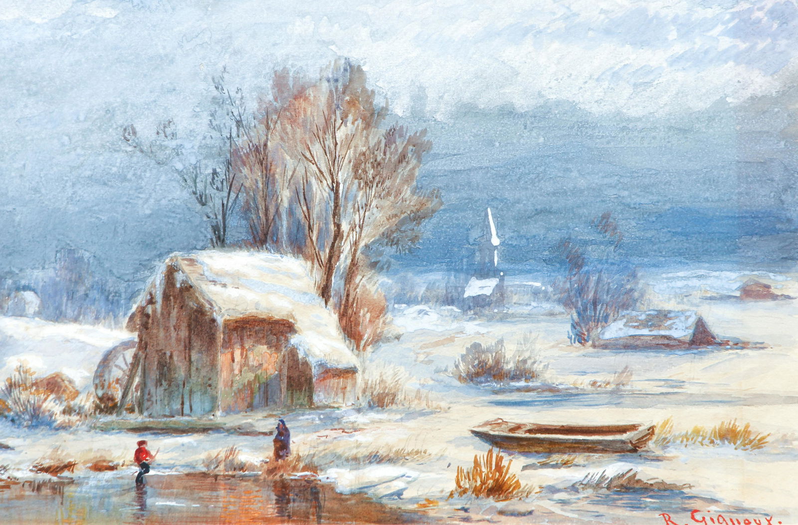 Regis Gignoux Winter Watercolor Painting (1 of 7)