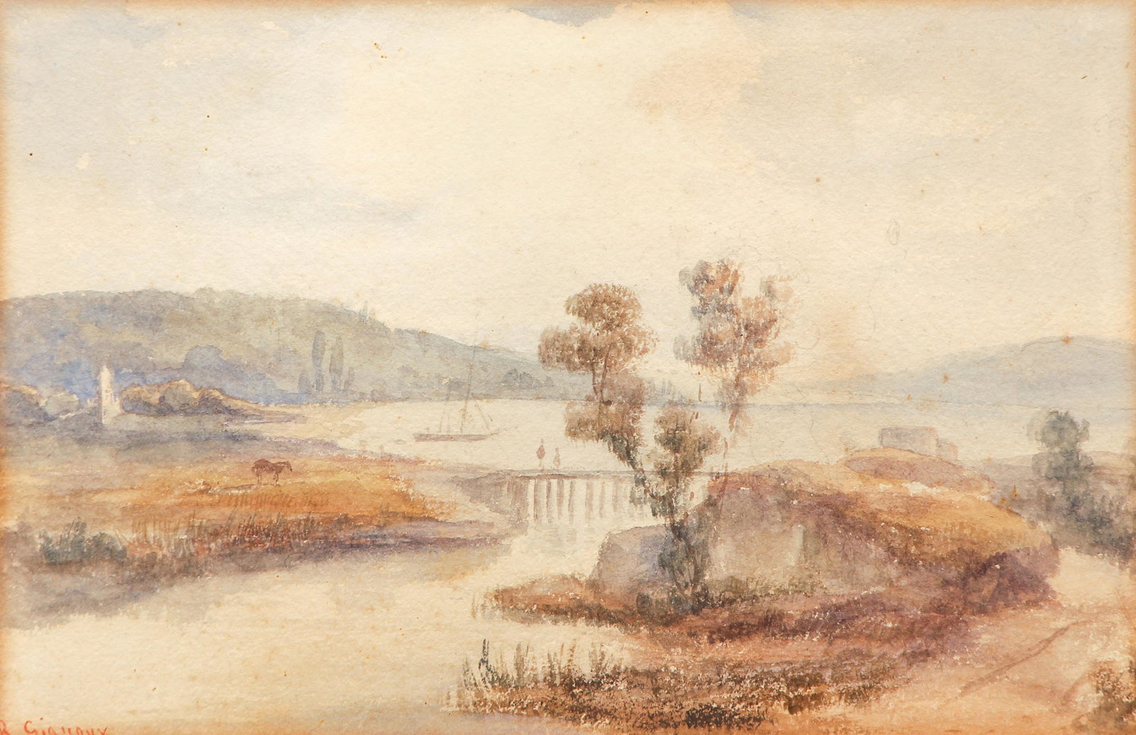 Regis Gignoux On the Rhone Watercolor Ptg (1 of 8)