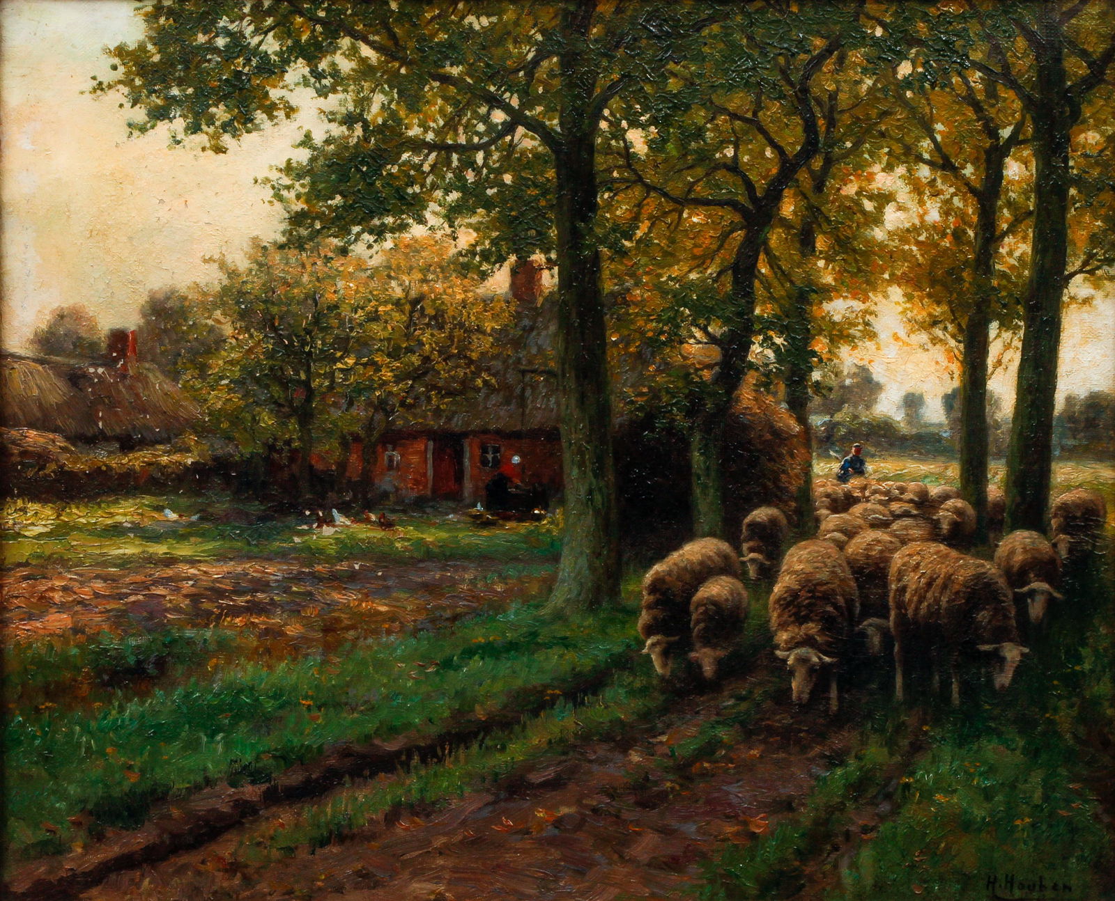 Henri Houben painting The Shepherd Leading the Flock (1 of 4)