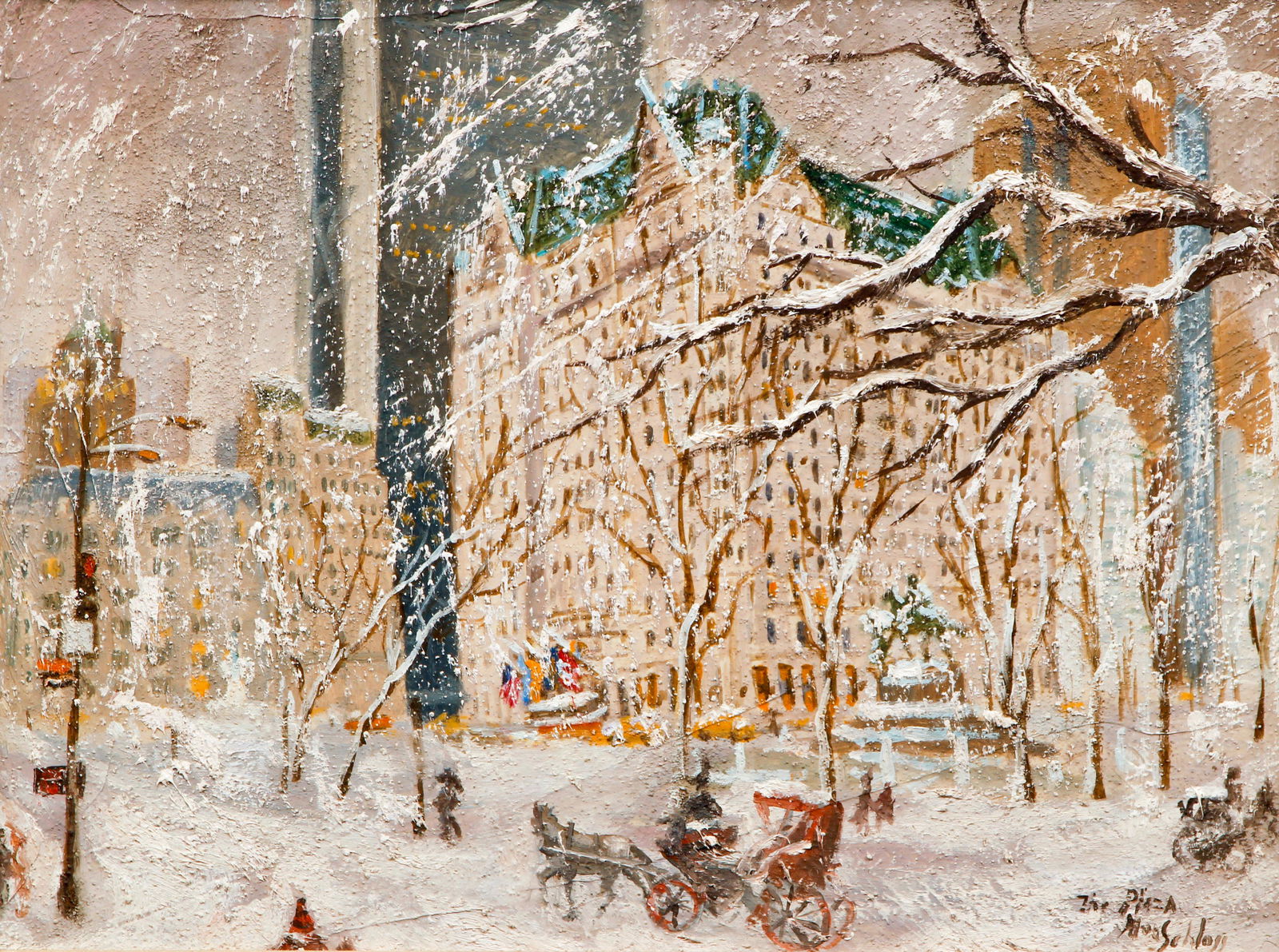 Alex Schloss oil Plaza Hotel under Snow (1 of 3)