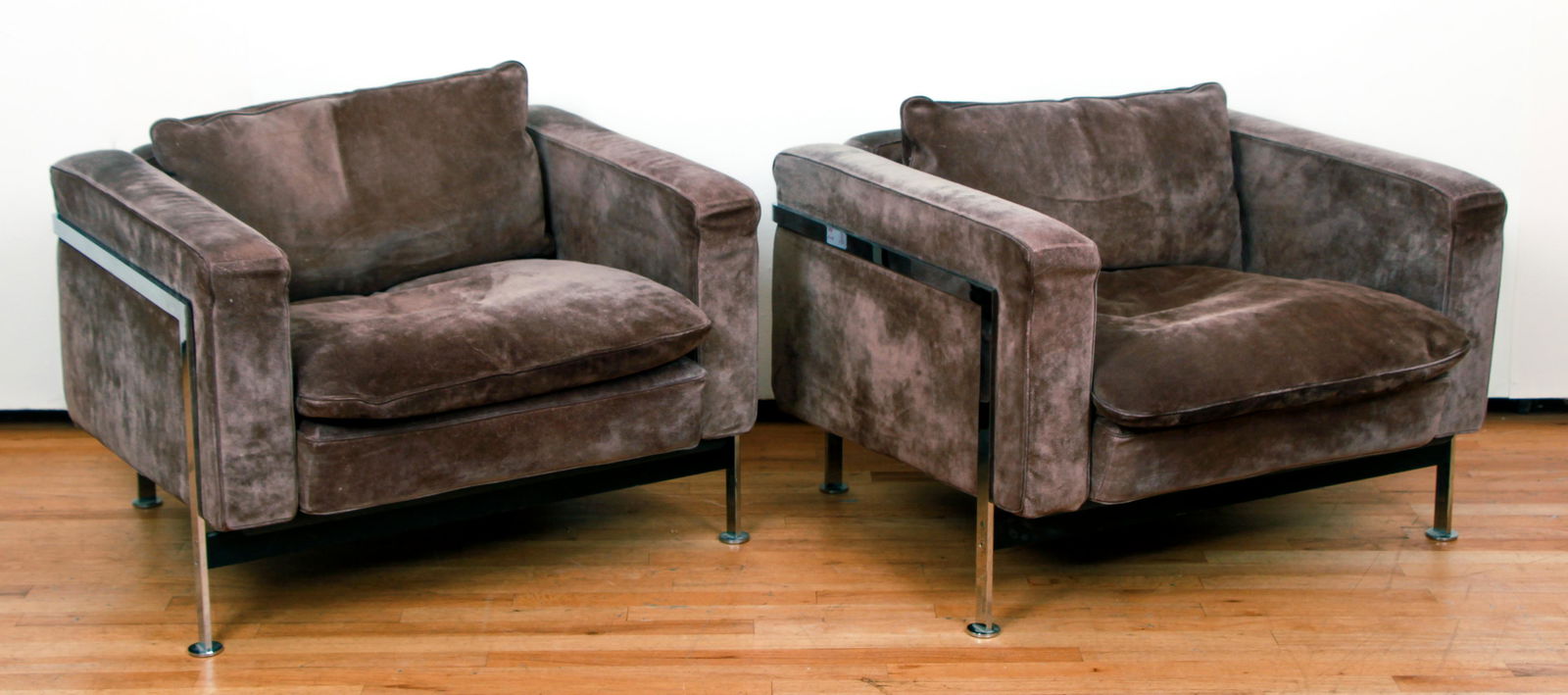 Pair Robert Haussman De Sede Suede Club Chairs Stendig (1 of 10)