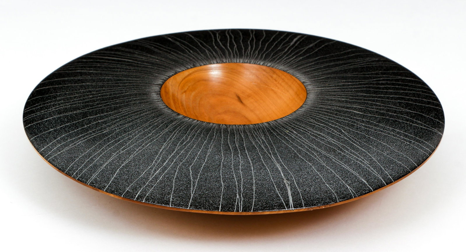 R. Moretti 2017 tulip poplar turned bowl: Moretti, R (Contemporary American Woodworker), Tulip Poplar Bowl, 2017, turned wood and glaze painted, 12 inches in diameter, signed, dated, and inscribed with wood species on underside,