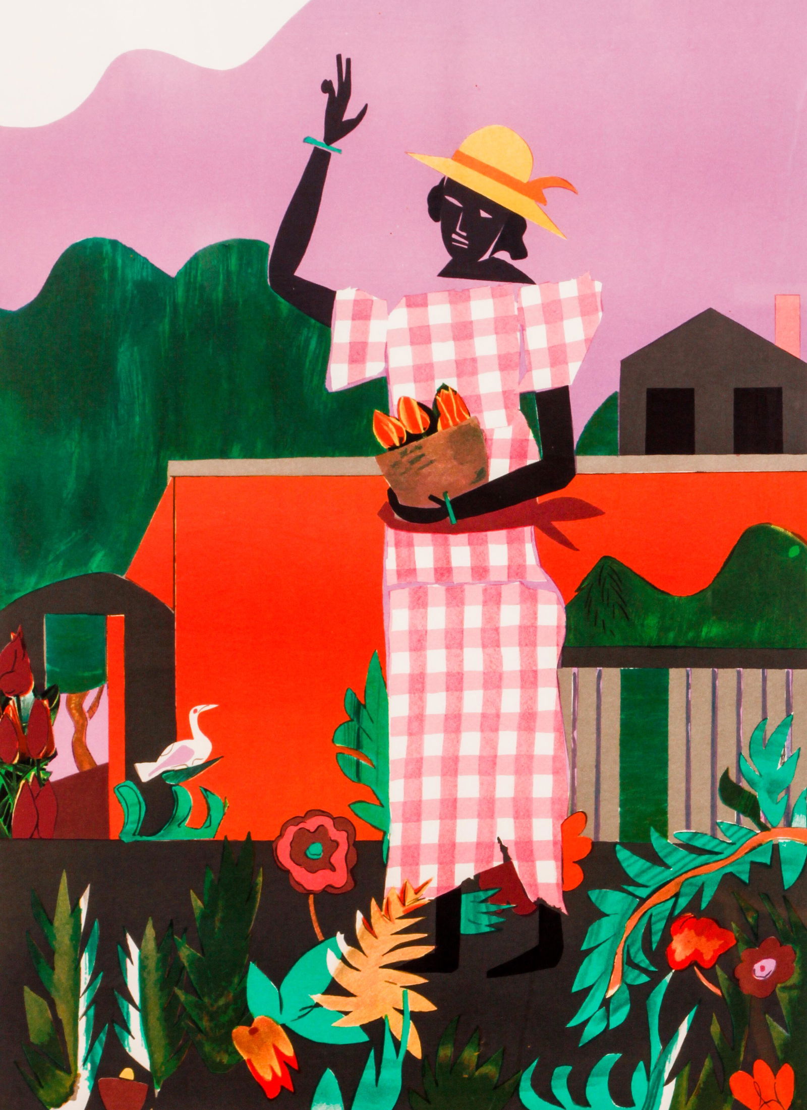 Romare Bearden 1979 orig litho Girl in Garden (1 of 4)