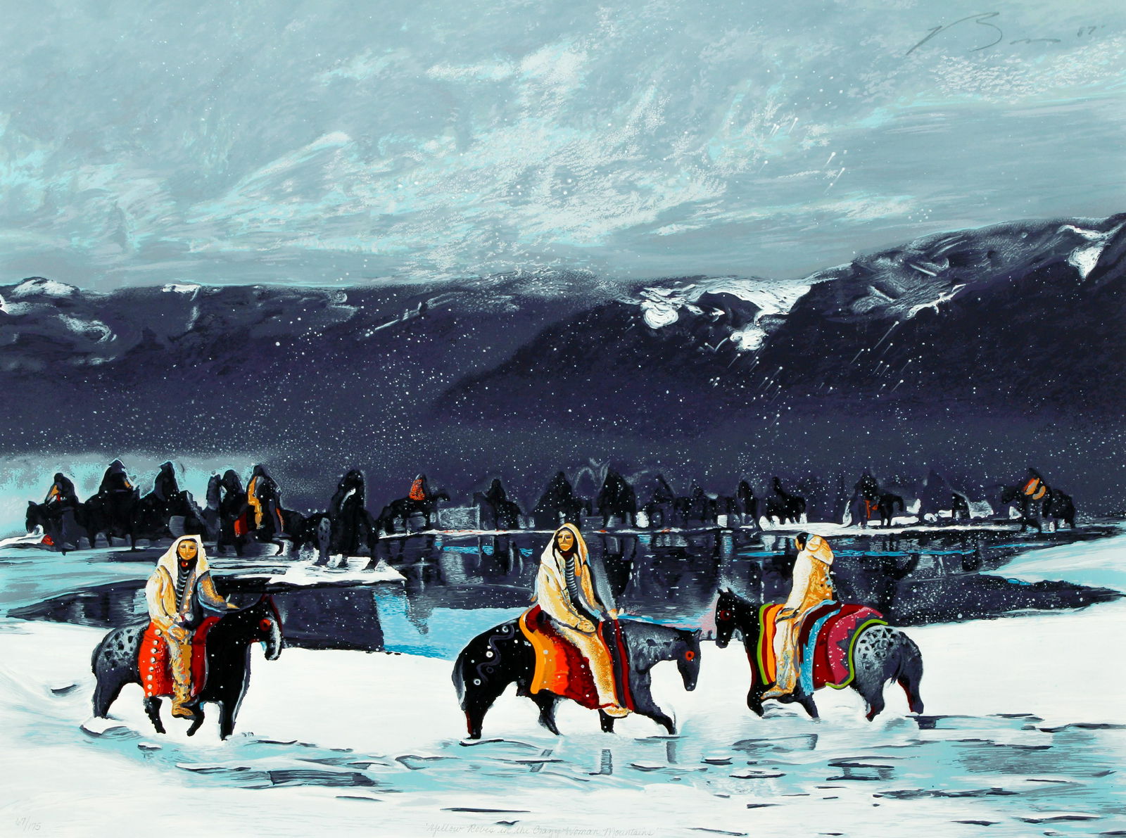 Earl Biss orig serigraph Yellow Robes In The Crazy (1 of 5)