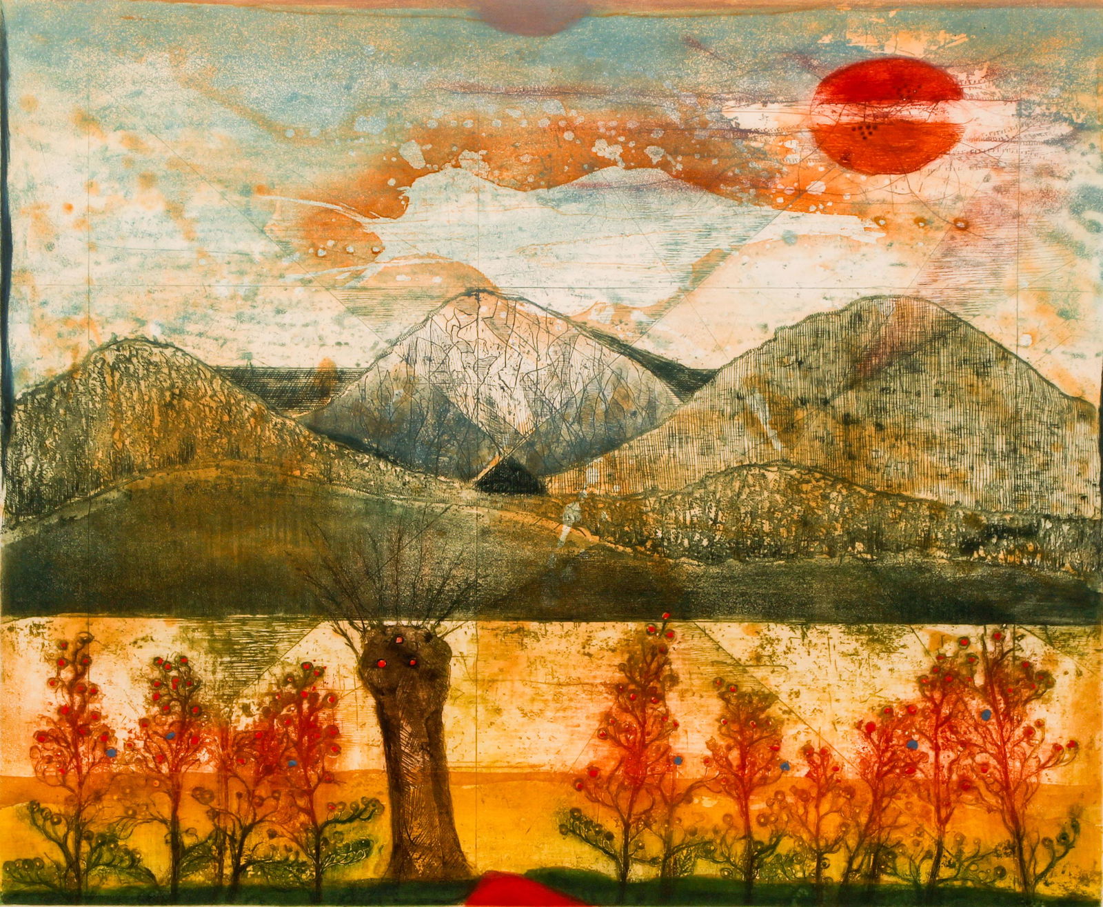 Rene Carcan color etching and aquatint Les Ardennes (1 of 6)