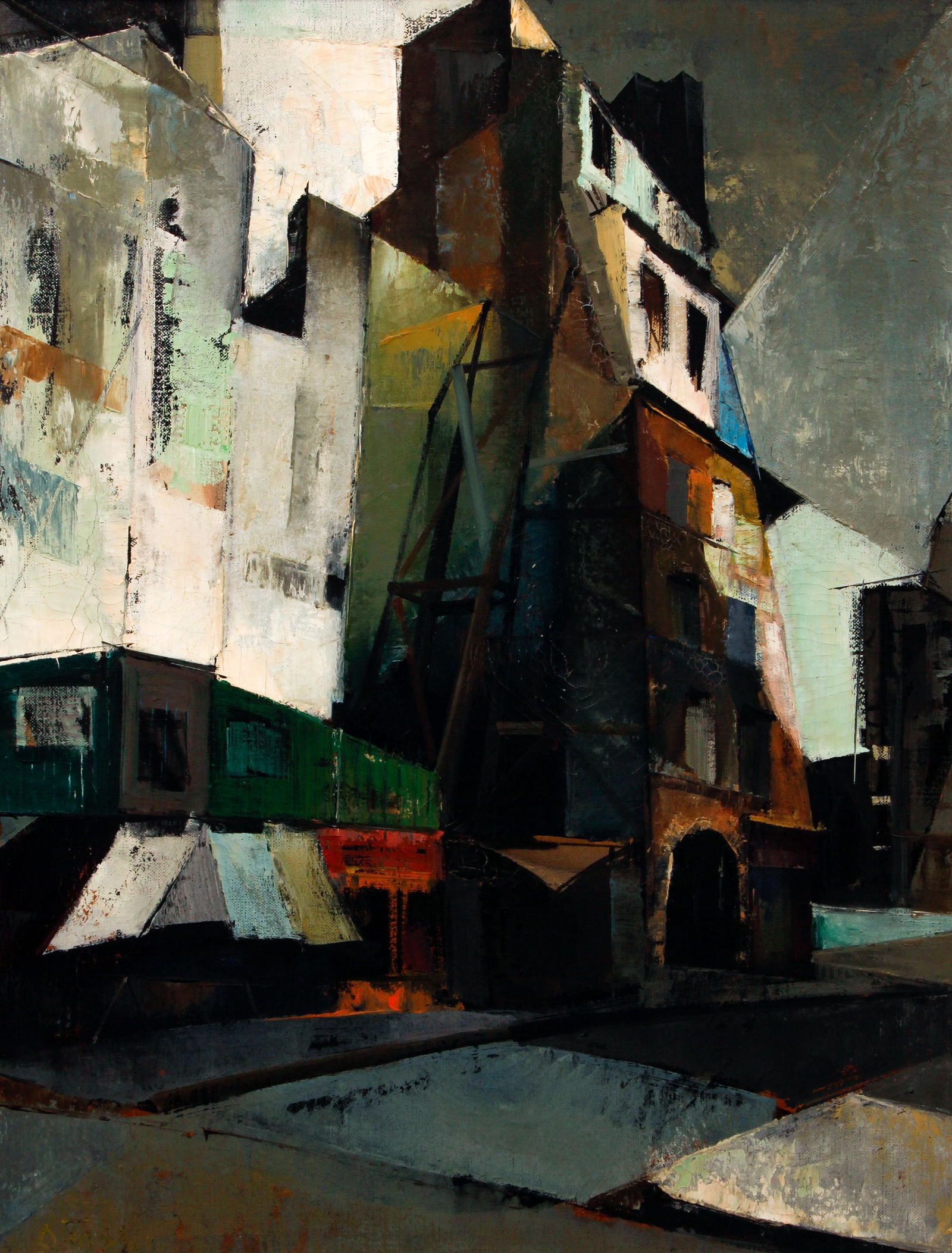 Olivier Foss 1950's oil Parisian Urban Scene (1 of 4)