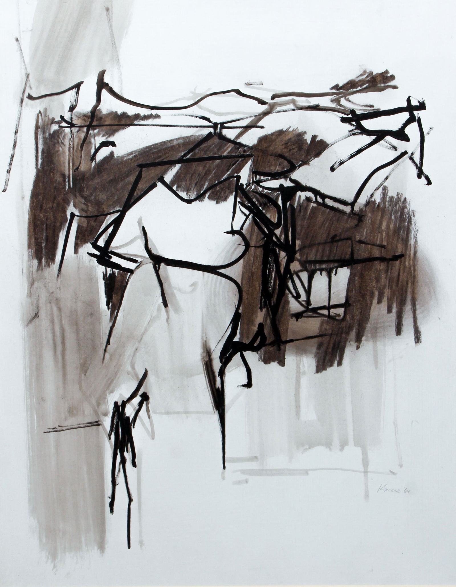 John Kacere 1960 Abstraction on paper, Exhibited MOMA (1 of 4)