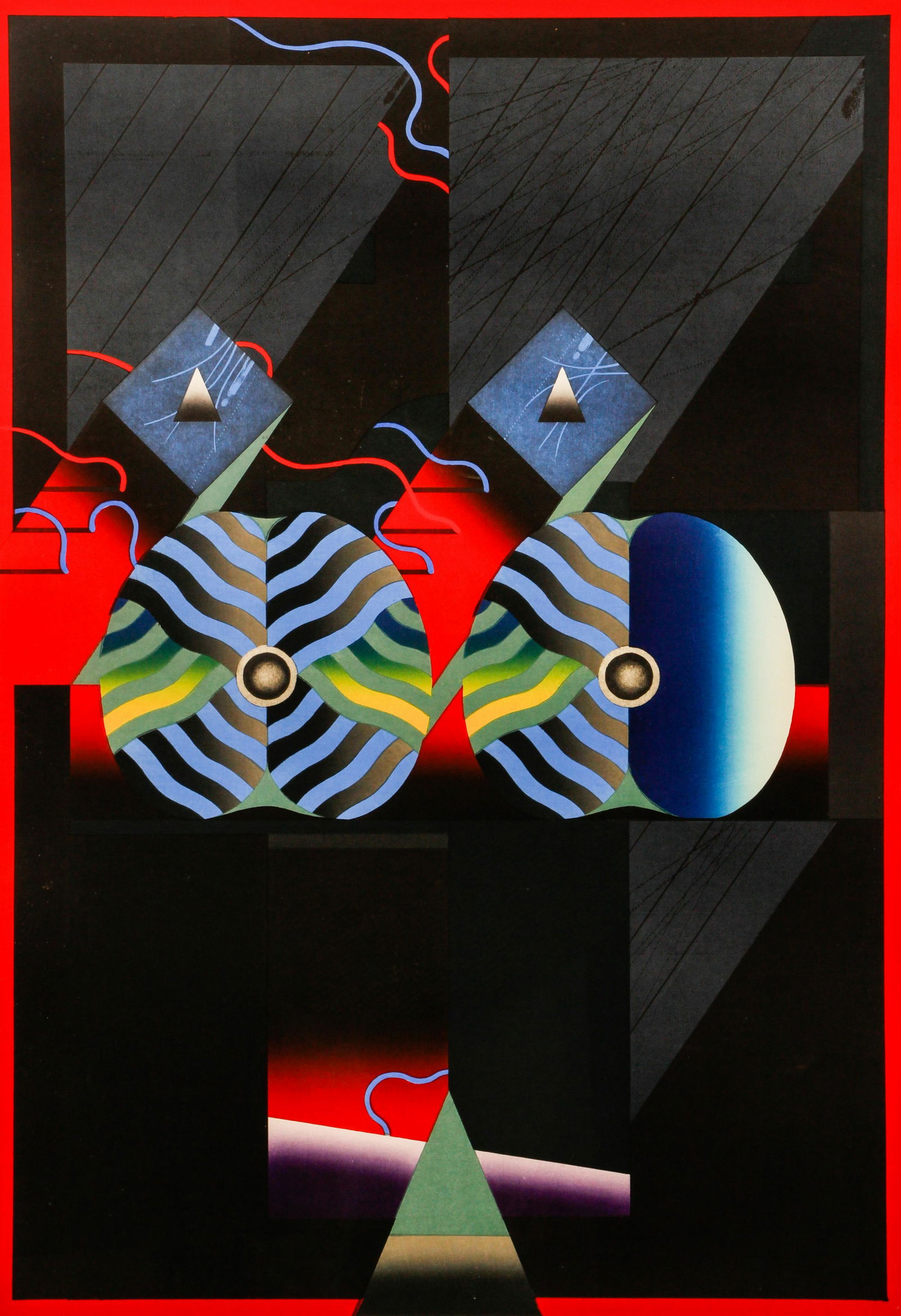 Akira Kurosaki 1978 woodcut Print Camouflaged World #9: Kurosaki, Akira (Japanese, born 1937), Camouflaged World #9 (W-247), 1978, color woodblock with inks and pure pigment, 31 x 21.5 inches, signed numbered 5/50, titled, and dated in red pencil, also ins