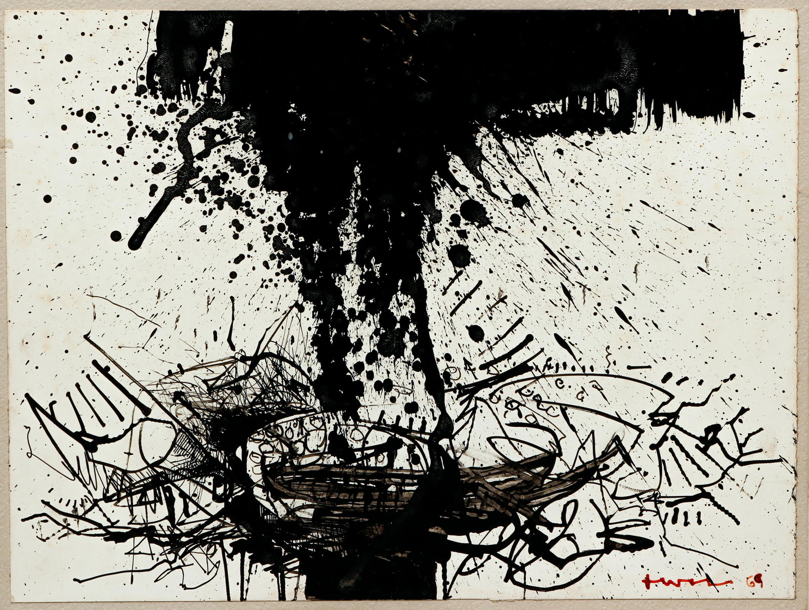 John Levee 1969 ink drawing Untitled Abstract (1 of 5)