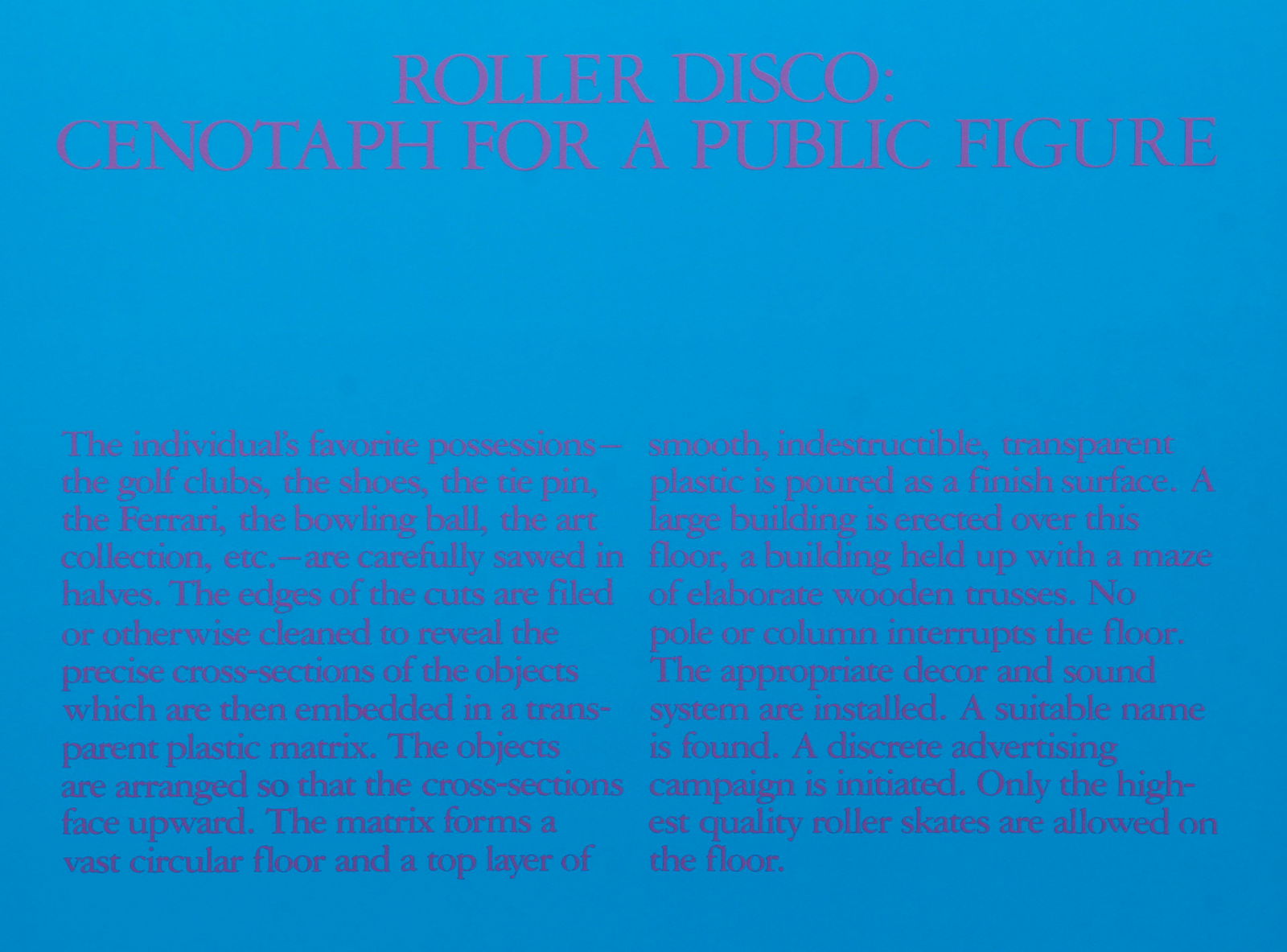 Robert Morris, Roller Disco: Cenotaph for A Public: Morris, Robert (American 1931 - 2018), Title: Roller Disco: Cenotaph for A Public Figure, Year: 1980, Medium: serigraph printed in colors, pencil signed and numbered 134/180, Size: 26 in. x 32 inches