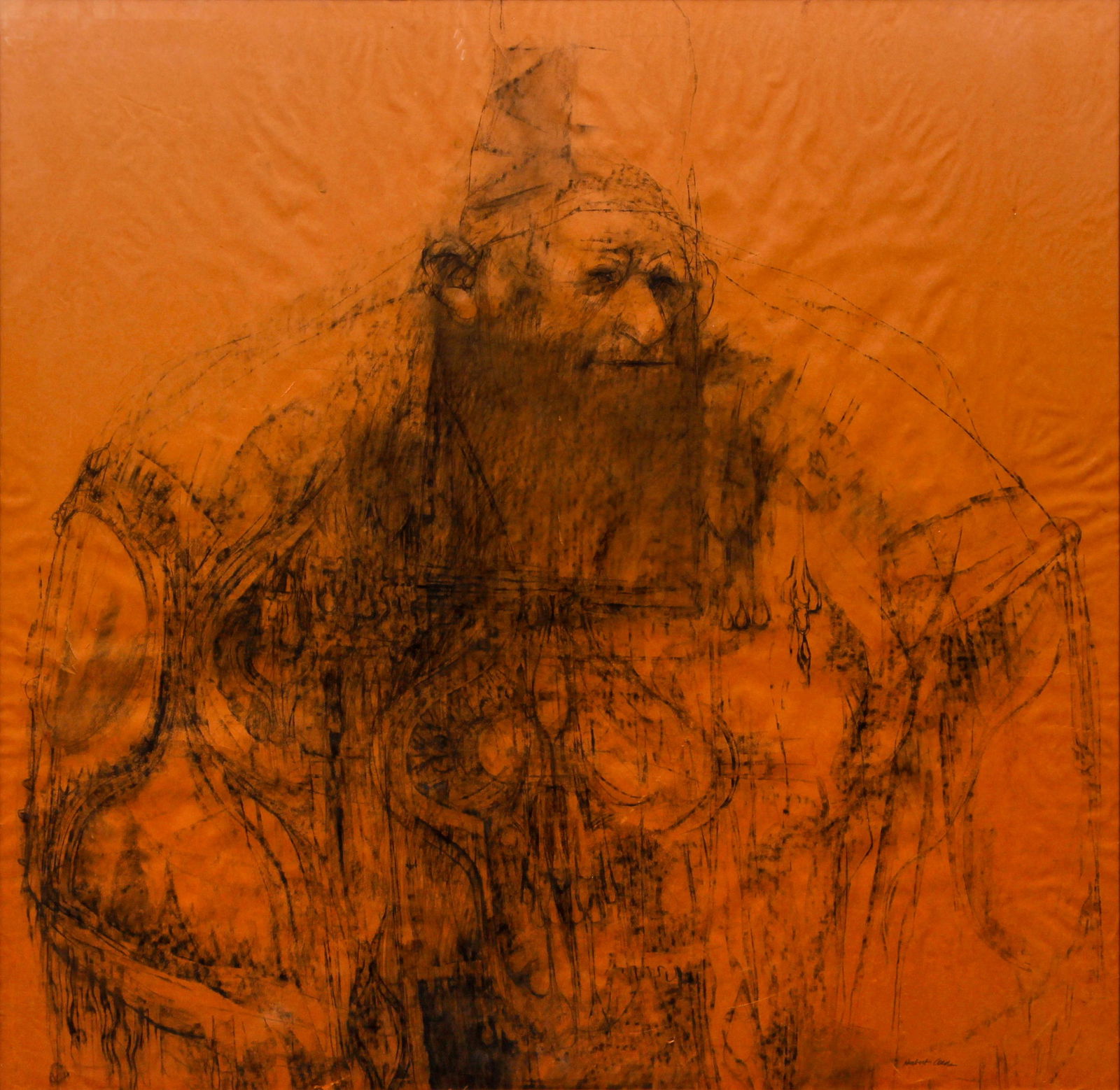 Herb Olds Large Charcoal Drawing Old Man (1 of 3)