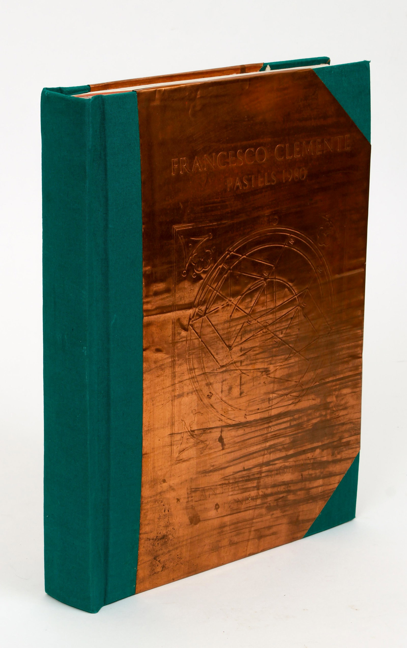 Francesco Clemente Pondicherry Pastels Signed 1986: Clemente, Francesco, The Pondicherry Pastels, number 410 of 1,000 copies signed by Clemente on the colophon, 1986, published by Anthony d'Offay, London, hardcover, folio, teal cloth backed copper boar