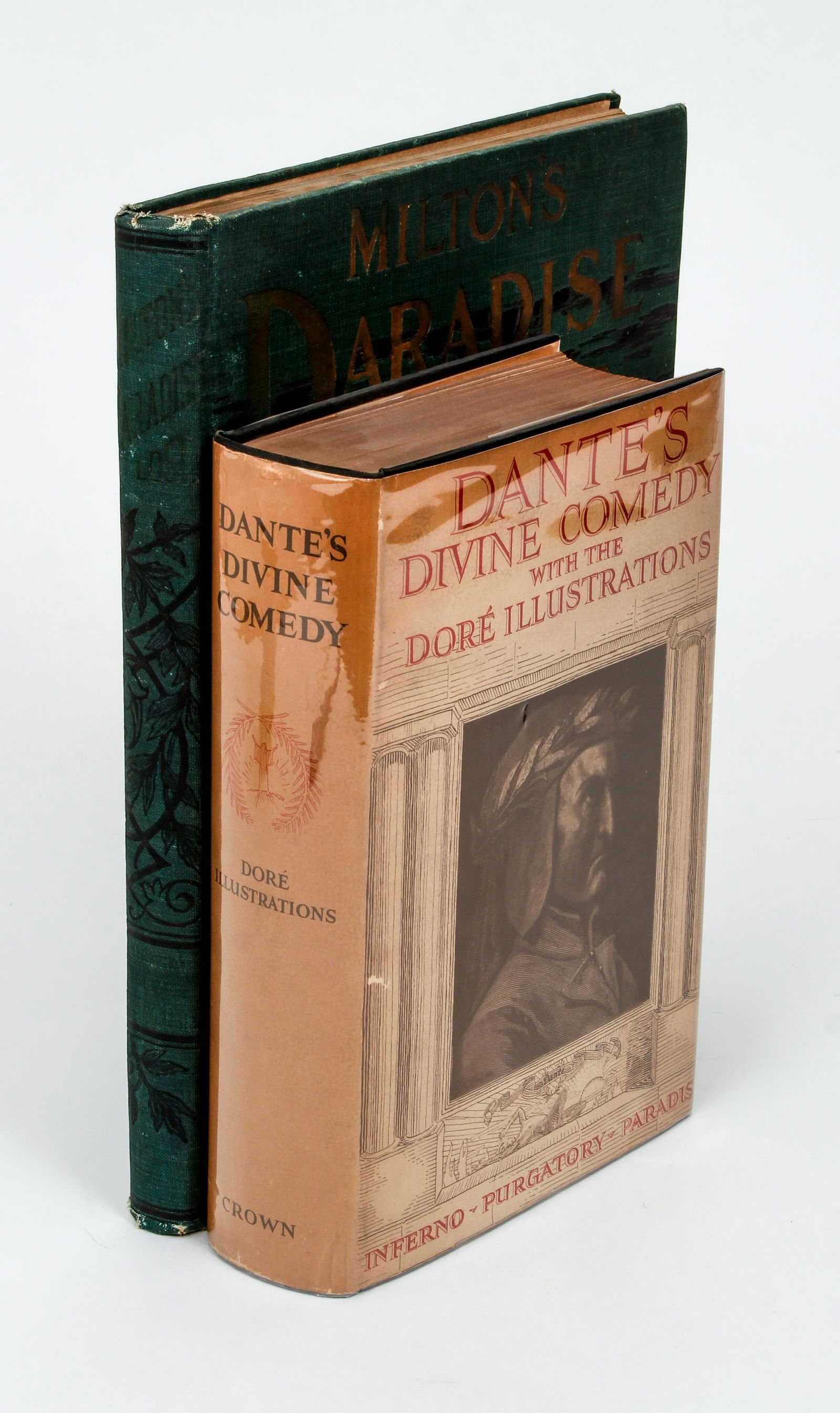 Gustave Dore Paradise Lost and Divine Comedy: Dore, Gustav, Milton, John and Dante, 2 volumes illustrated by Gustave Dore: Paradise Lost and The Divine Comedy. Paradise published 1901 by Thompson, 4to., original green cloth. Divine Comedy publish