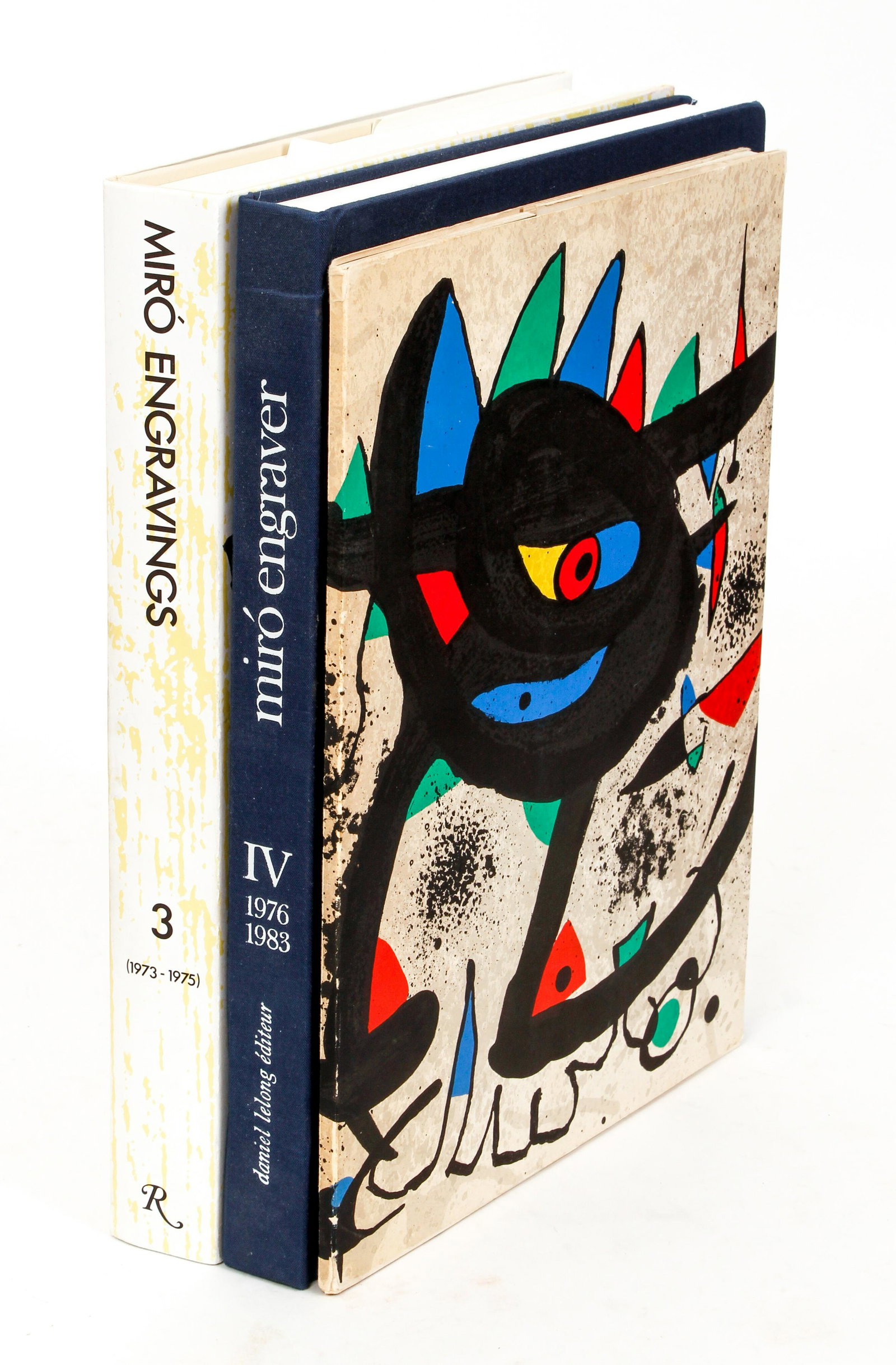 Lot 3 books Miro Engravings Original Lithos: Miro, Joan, Lot of 3 books about Miro: 1. Miro: Paintings, Pierre Matisse Gallery, 1973, entire dust jacket is an original lithograph / 2. Jacques Dupin, Miro Engraver III. 1973-1975, Rizzoli, hardcov