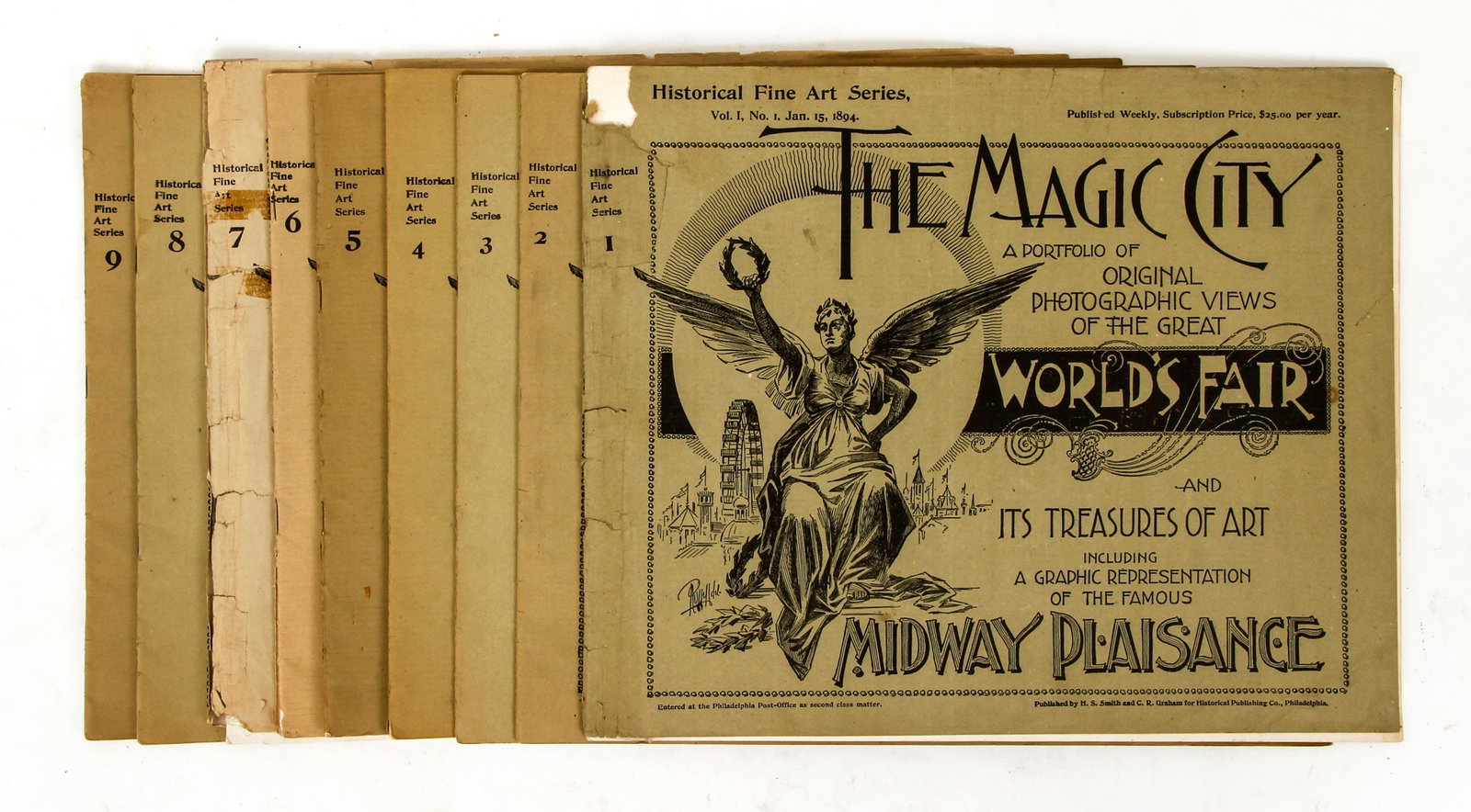 The Magic City World's Fair 9 issues 1894: Issues 1-9 of The Magic City: A Portfolio of Original Photographic Views of the Great World's Fair and Its Treasures of Art, published weekly from January 13, 1894 to March 12, 1894, softcover, origin