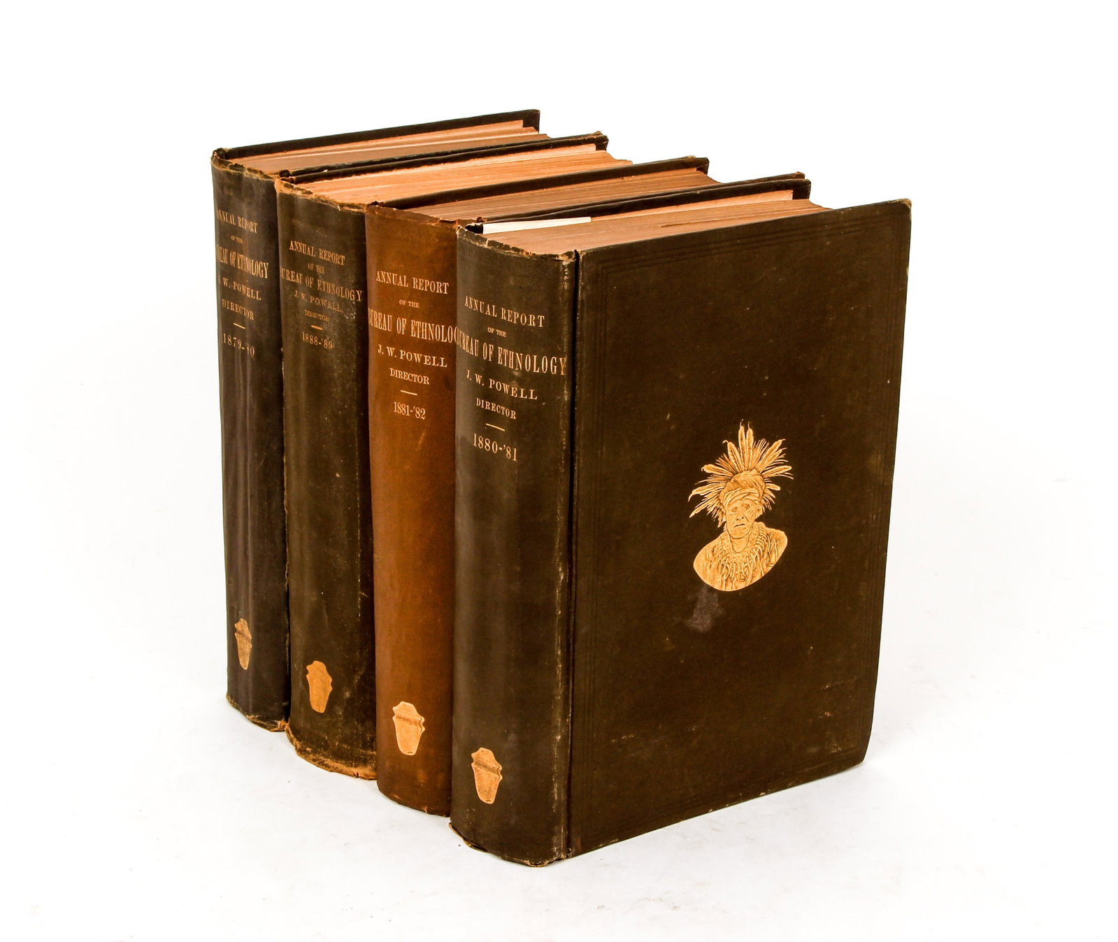 4 Annual Reports Bureau Ethnology Smithsonian 1881: Powell, J. W. (director), The First Annual Report of the Bureau of Ethnology to the Secretary of the Smithsonian Institution 1879-1880, also with the 2nd, 3rd and 10th Annual Reports: 1880-1881, 1881-